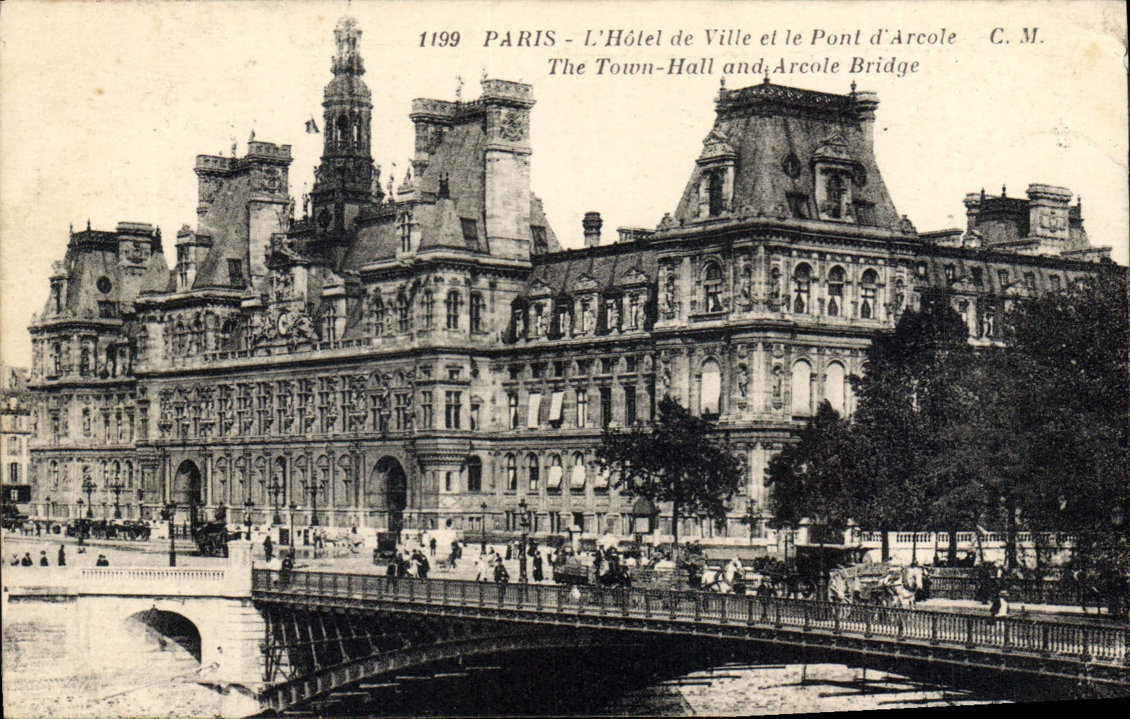 CPA Paris l'Hotel de Ville et le Pont d'Arcole