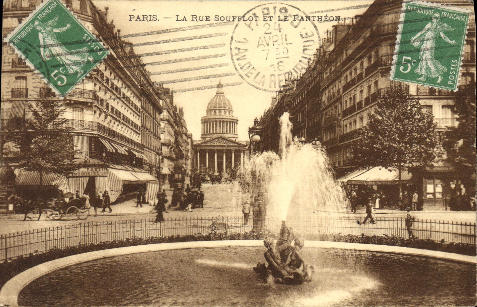 CPA Paris la rue Soufflot et le Pantheon