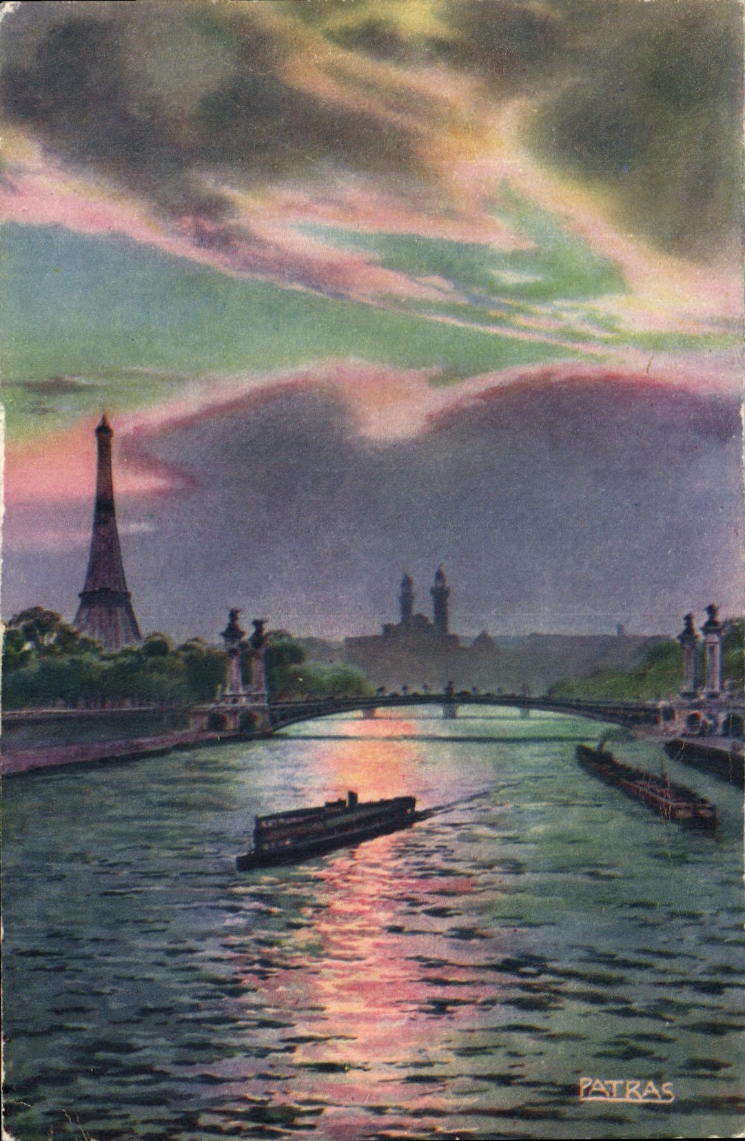 CPA Les Jolis Coins de Paris Un Coucher de soleil sur la Seine Tour Eiffel