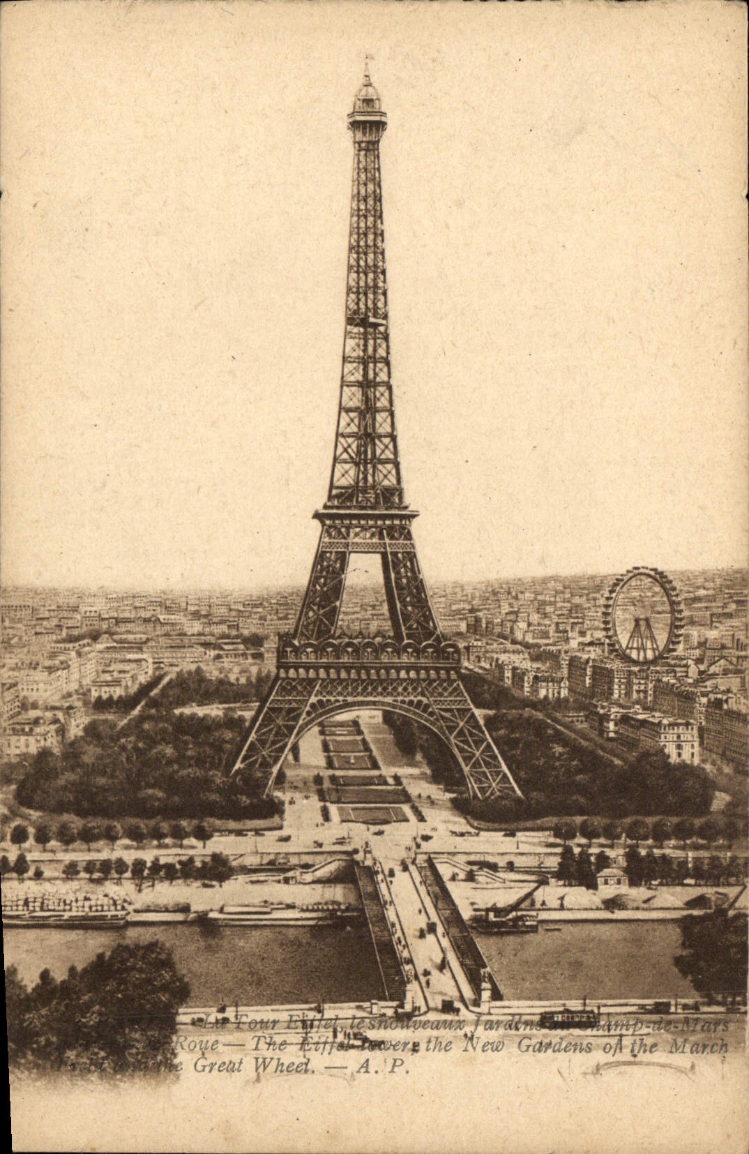 CPA Paris La Tour Eiffel les Nouveaux Jardins de Mars