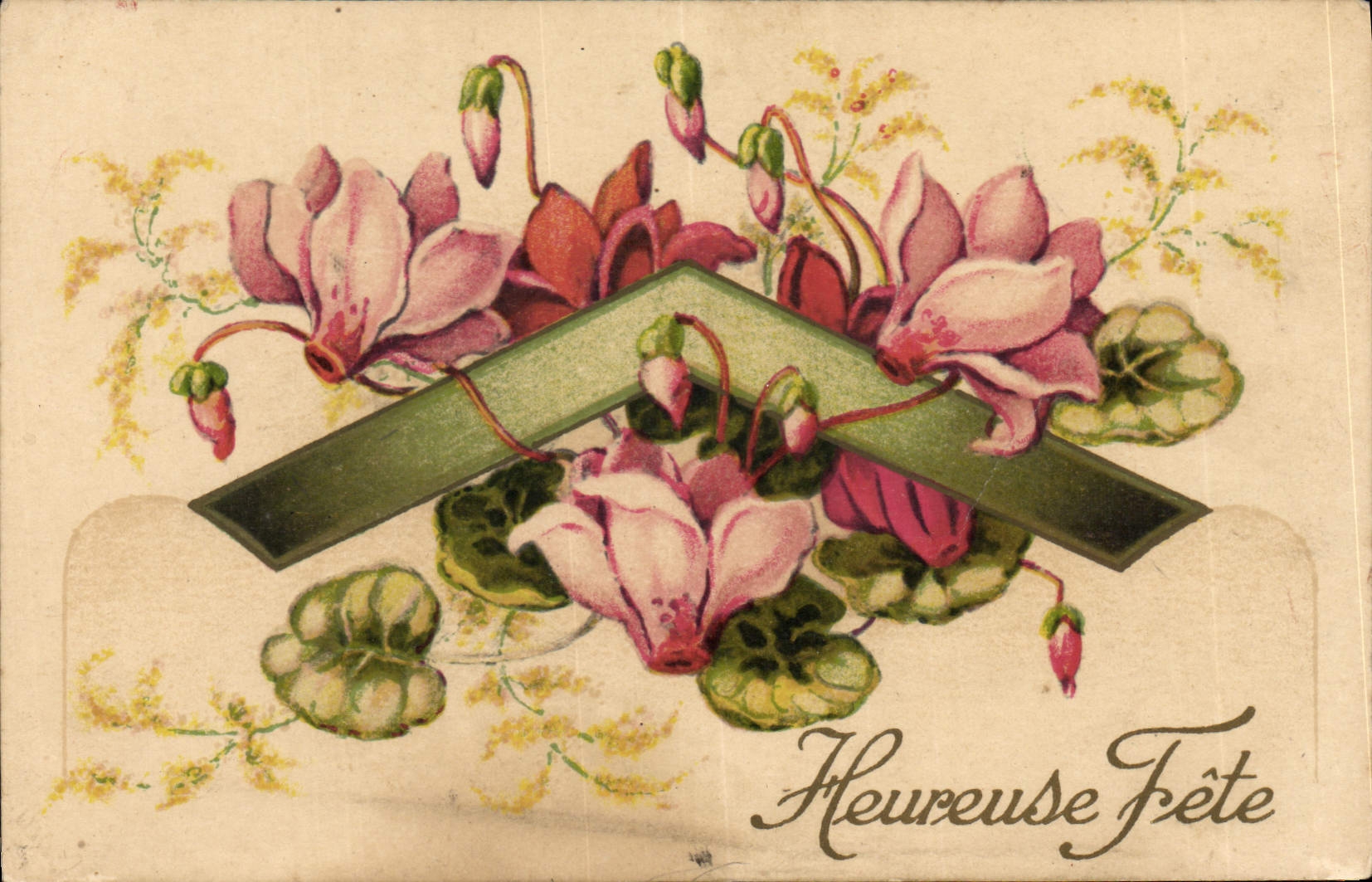 CPM Heureuse Fete Fleurs