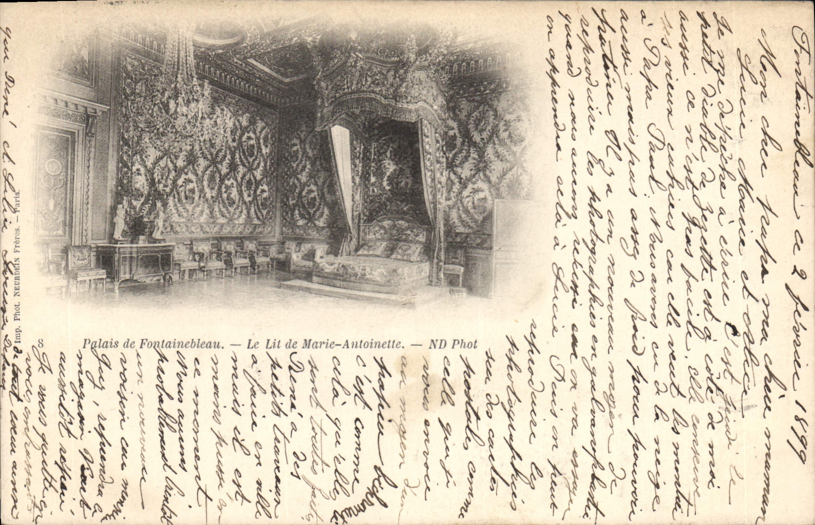 CPA Palais de Fontainebleau Le Lit de Marie Antoinette Carte 1900