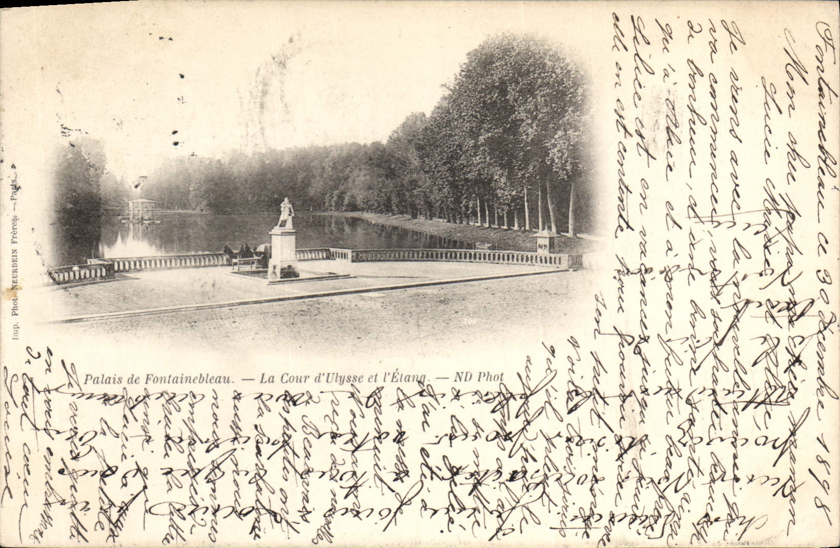 CPA Palais de Fontainebleau La Cour d'Ulysse et l'Etang Carte 1899