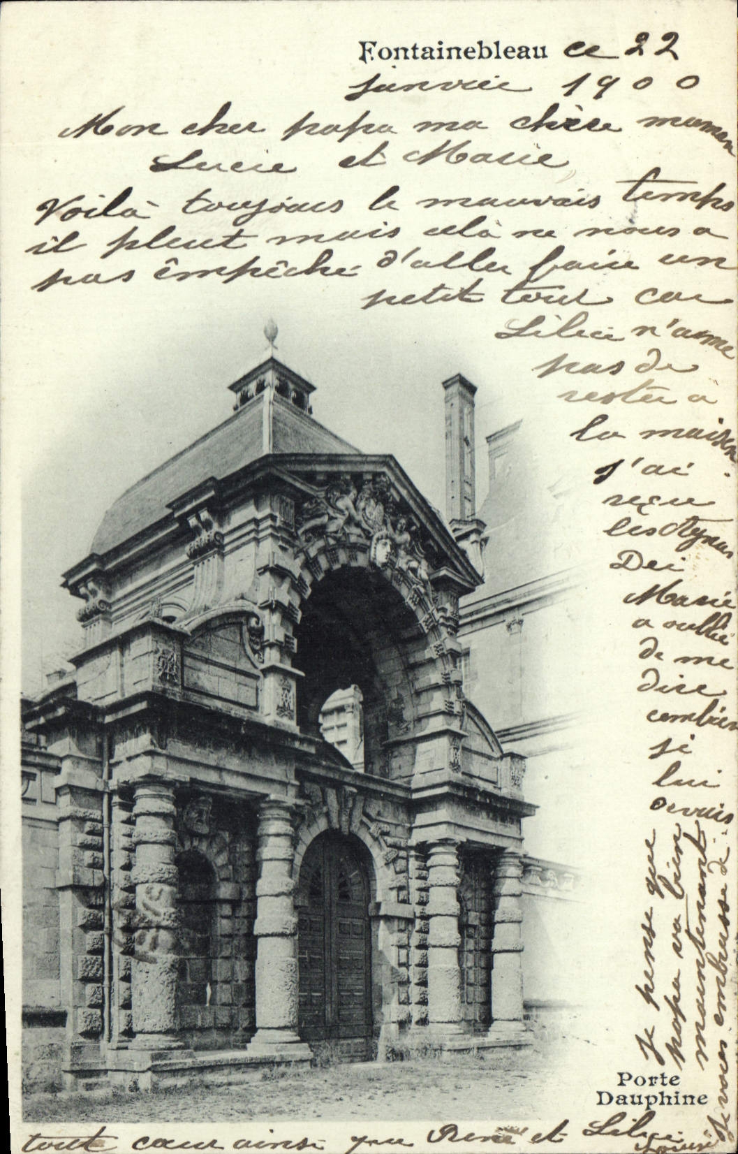 CPA Fontainebleau Porte Dauphine Carte 1900