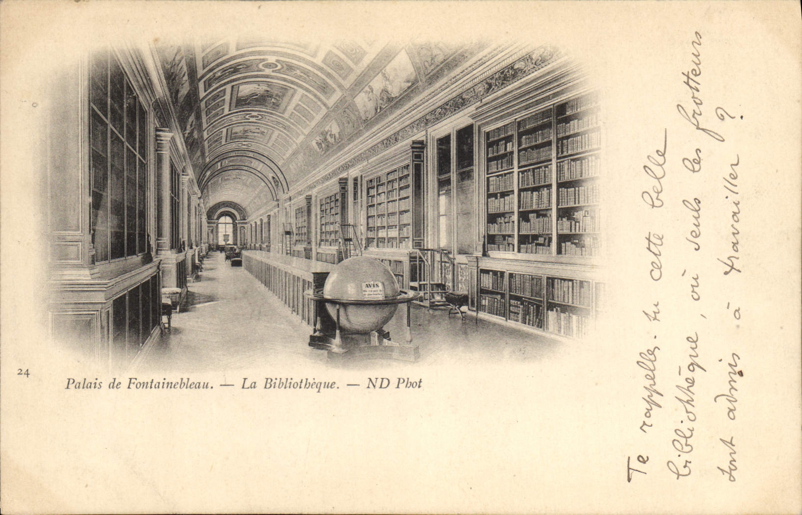 CPA Palais de Fontainebleau La Bibliotheque Carte 1900