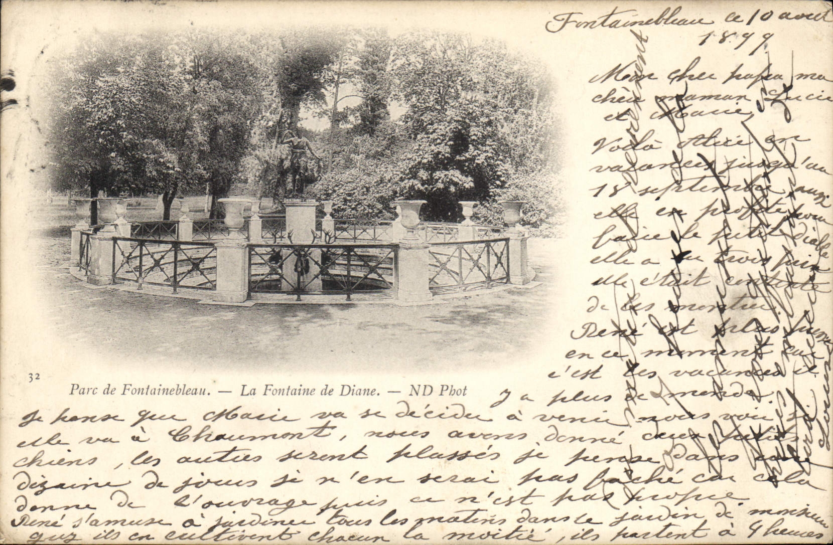 CPA Parc de Fontainebleau La Fontaine de Diane Carte 1899