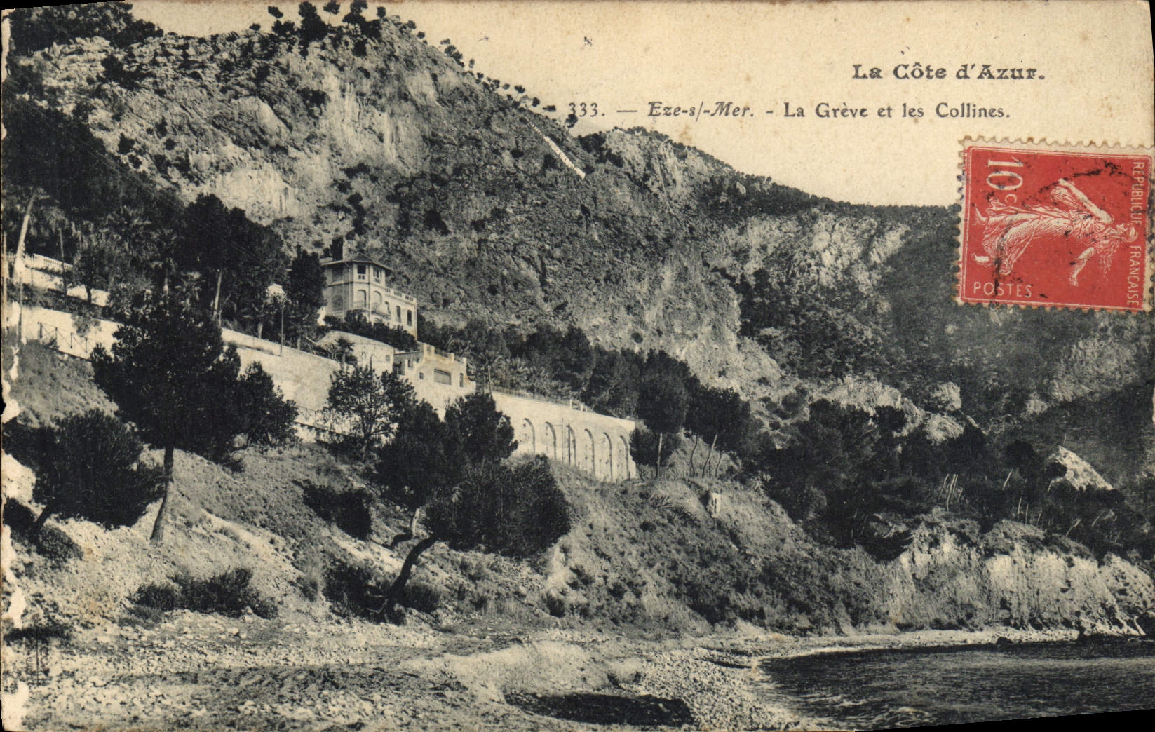 CPA La Cote d'Azur Eze s Mer La Greve et les Collines 