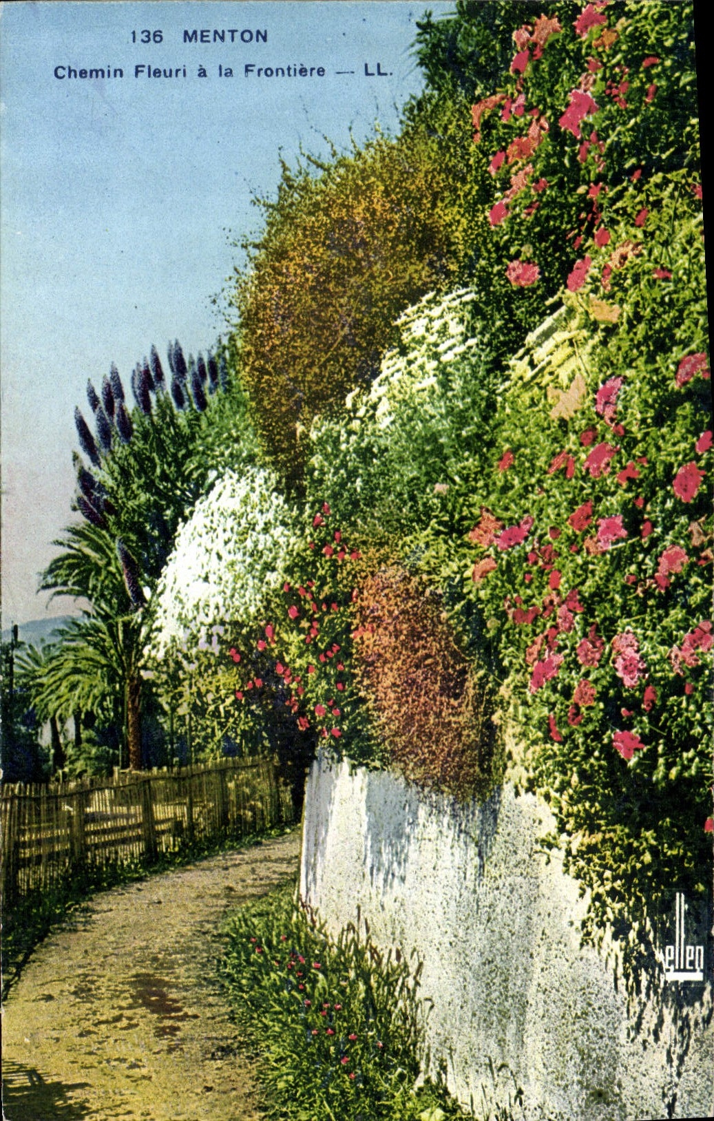 CPA Menton Chemin Fleuri a la Frontiere 