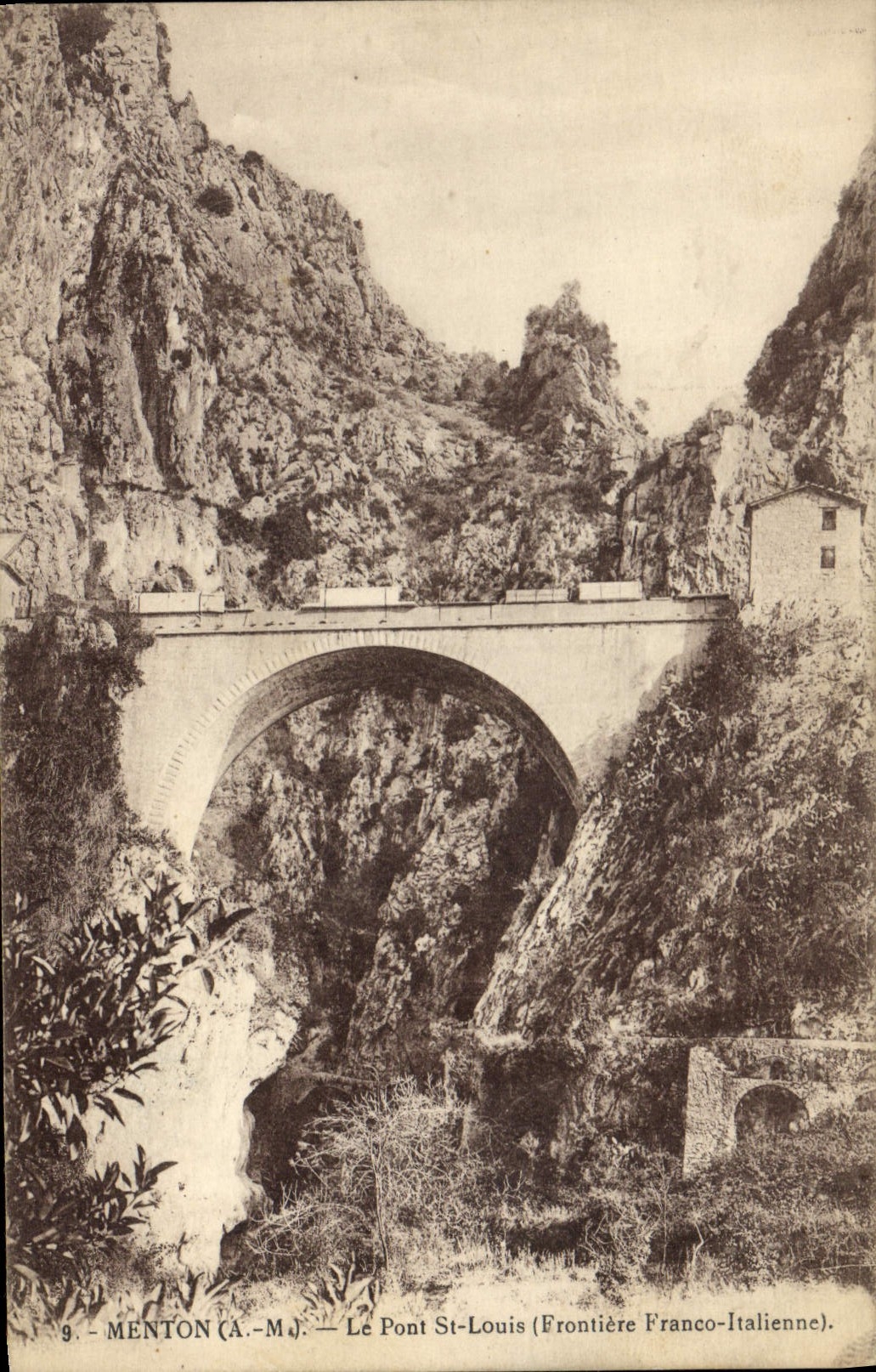 CPA Menton A M Le Pont St Louis Frontiere Franco Italienne