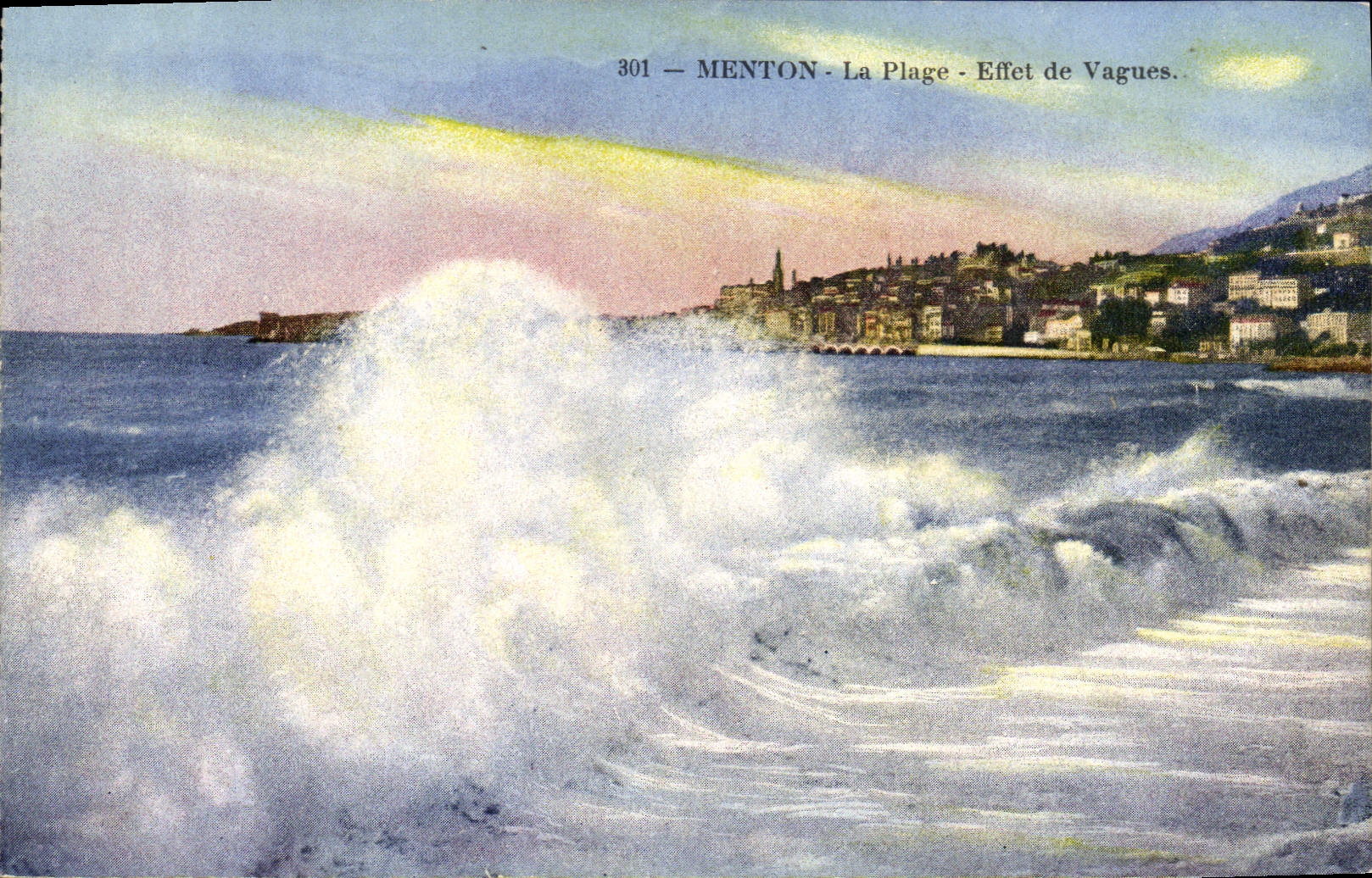 CPA Menton La Plage Effet de Vagues 