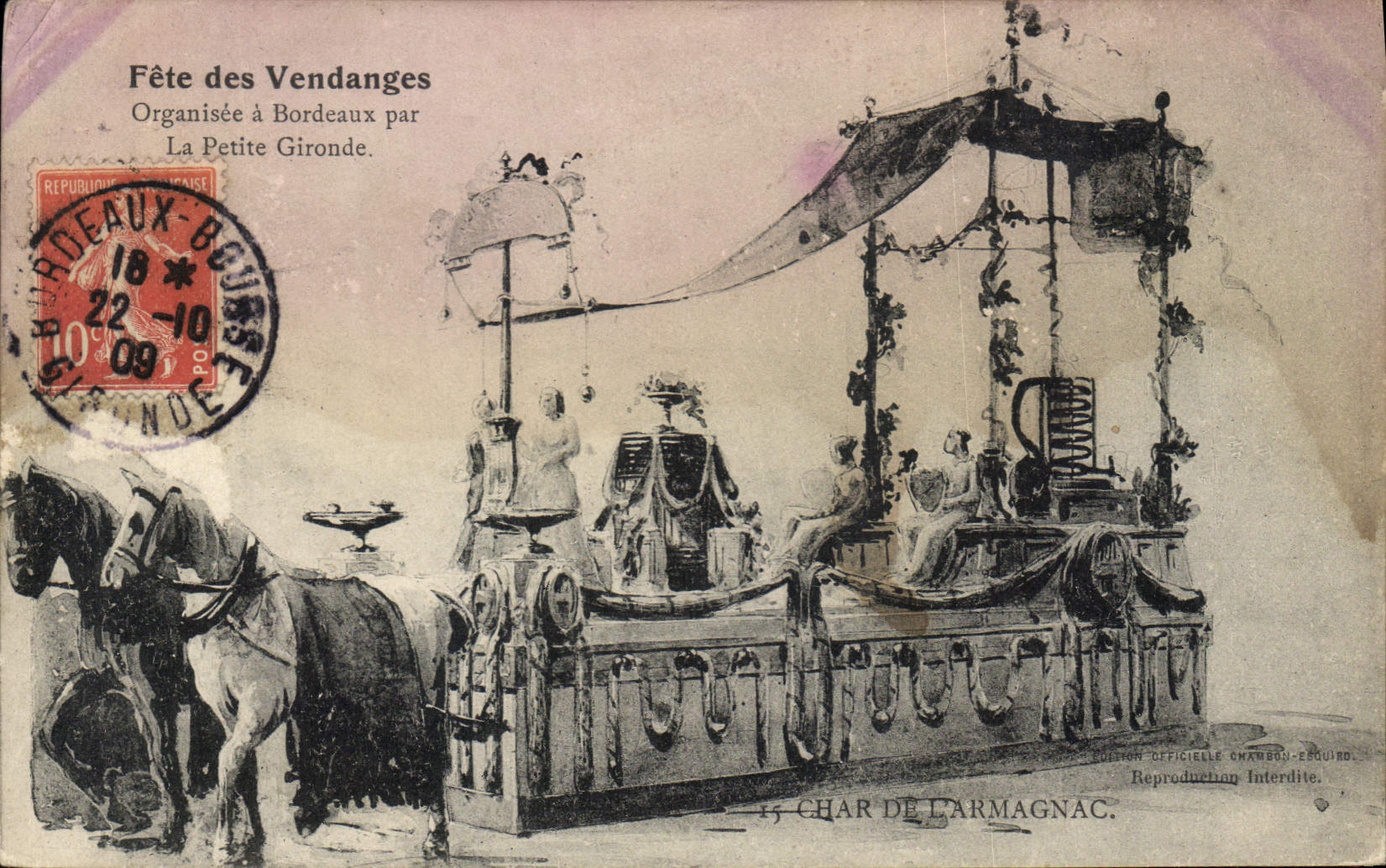 CPA Organisee a Bordeaux par La Petite Gironde Fete des Vendanges Char de l'Armagnac