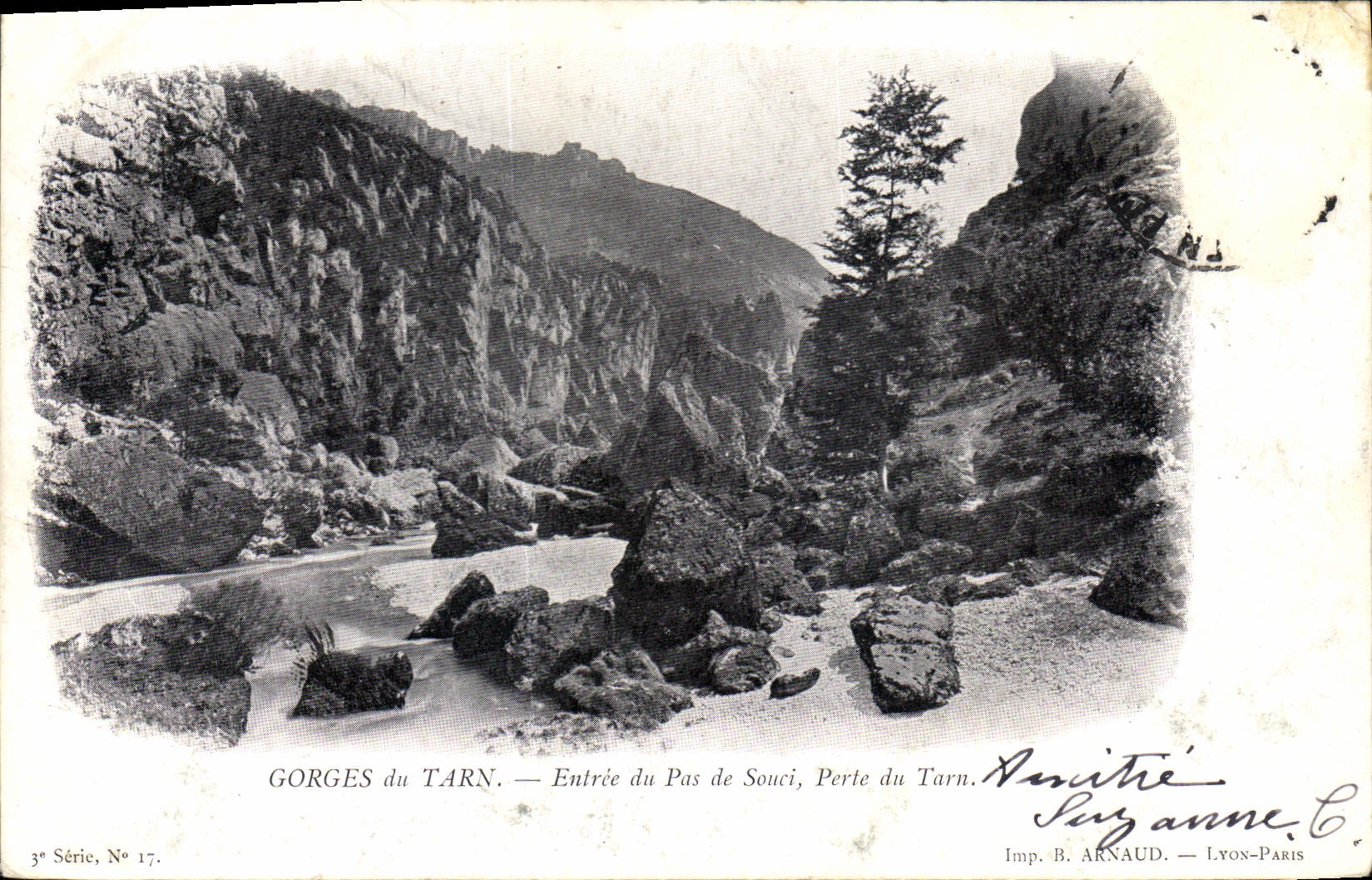 CPA Gorges du Tarn Entree du Pas de Souci Porte du Tarn Publicite Roquefort Aveyron