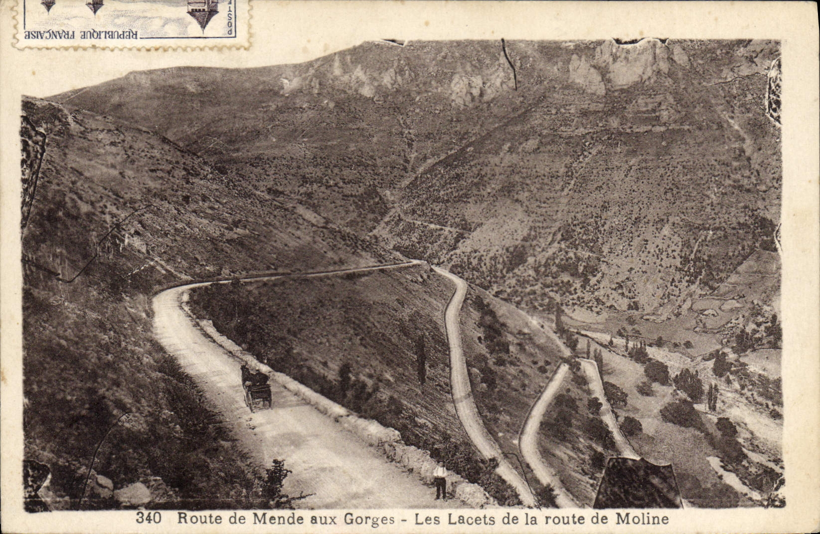 CPA Route de Mende aux Gorges Les Lacets de la route de Moline