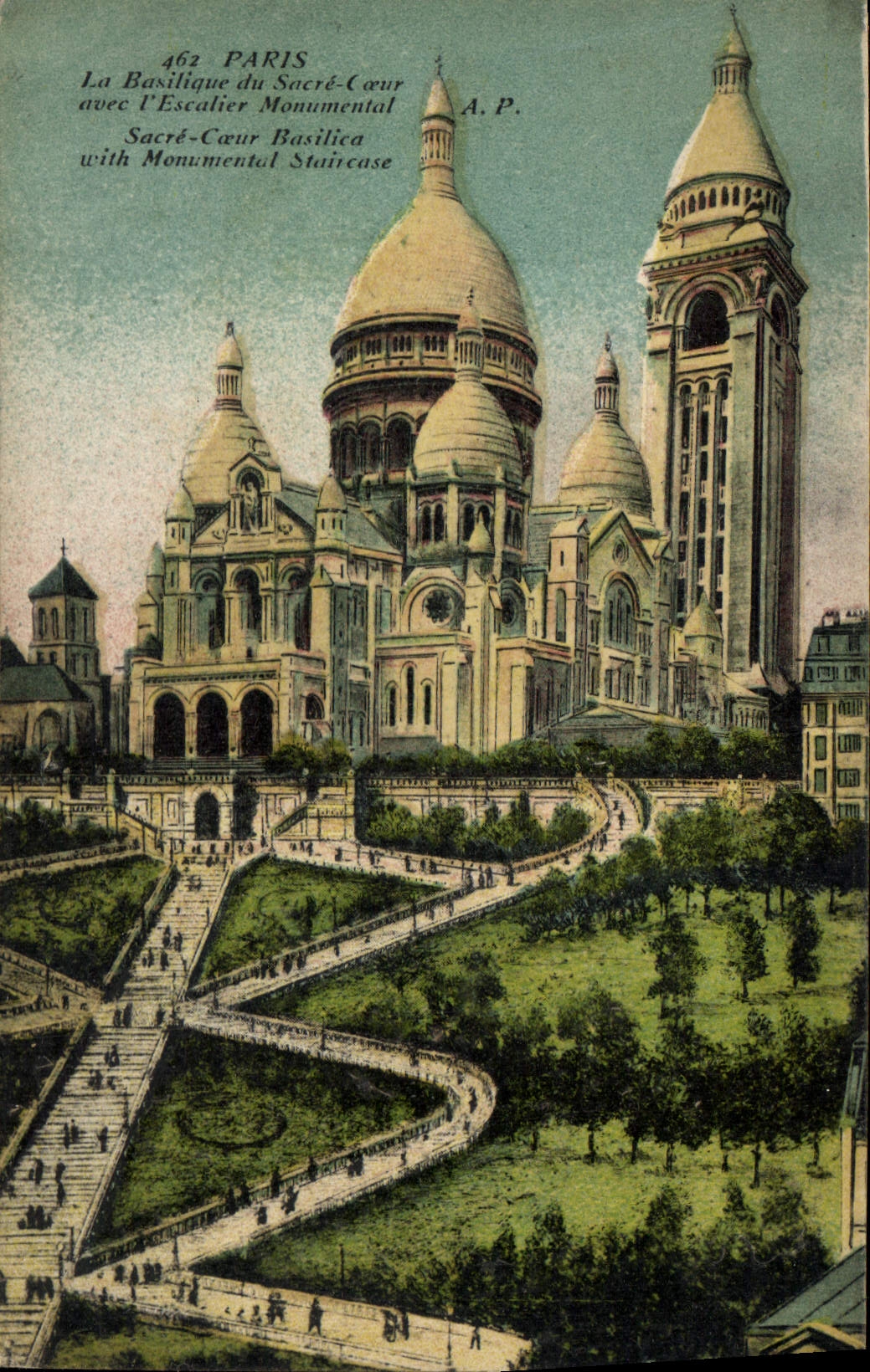 CPA Paris La Basilique du Sacre Coeur avec l'Escalier Monumental 