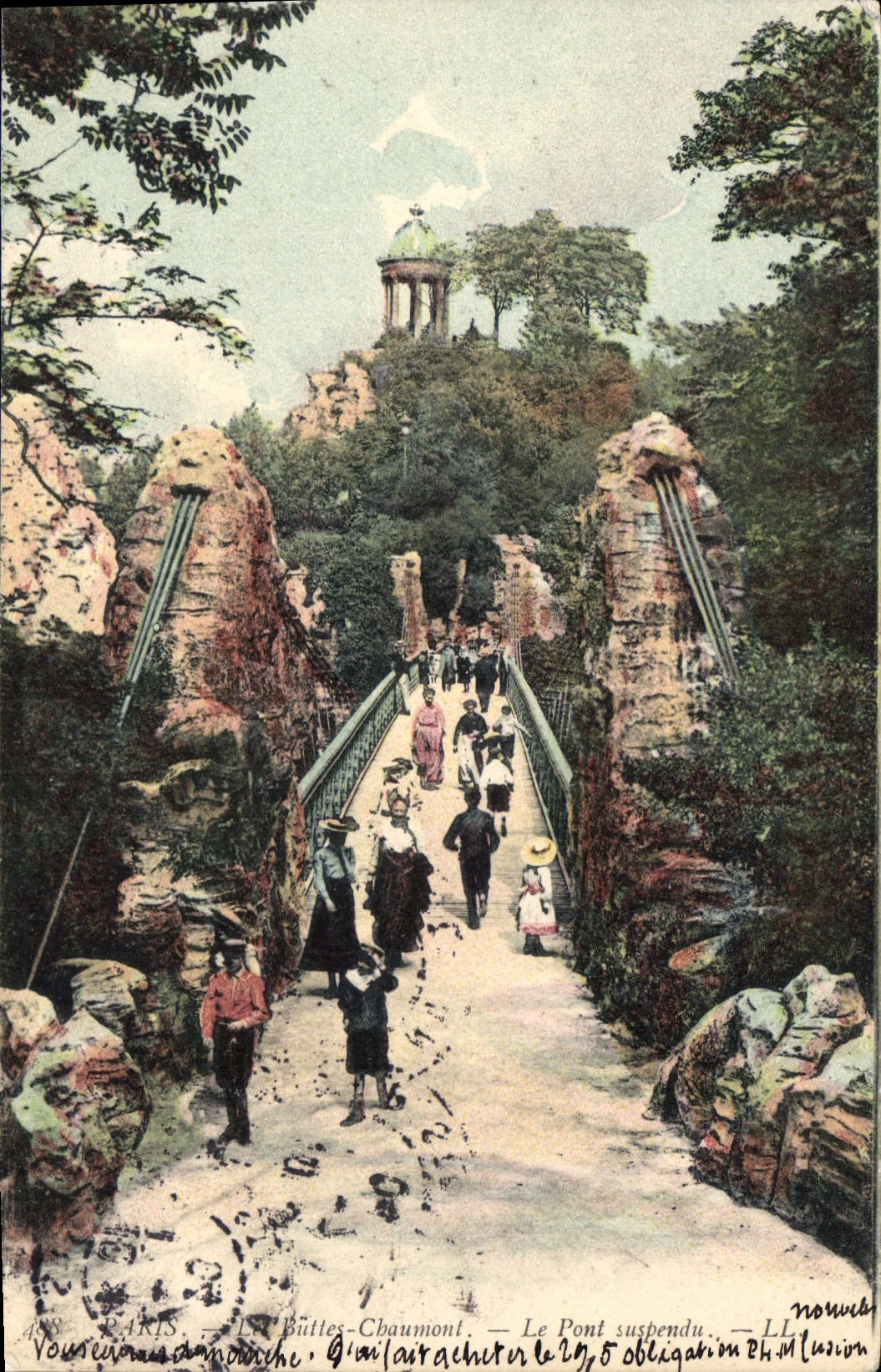 CPA Paris Buttes Chaumont Le Pont suspendu