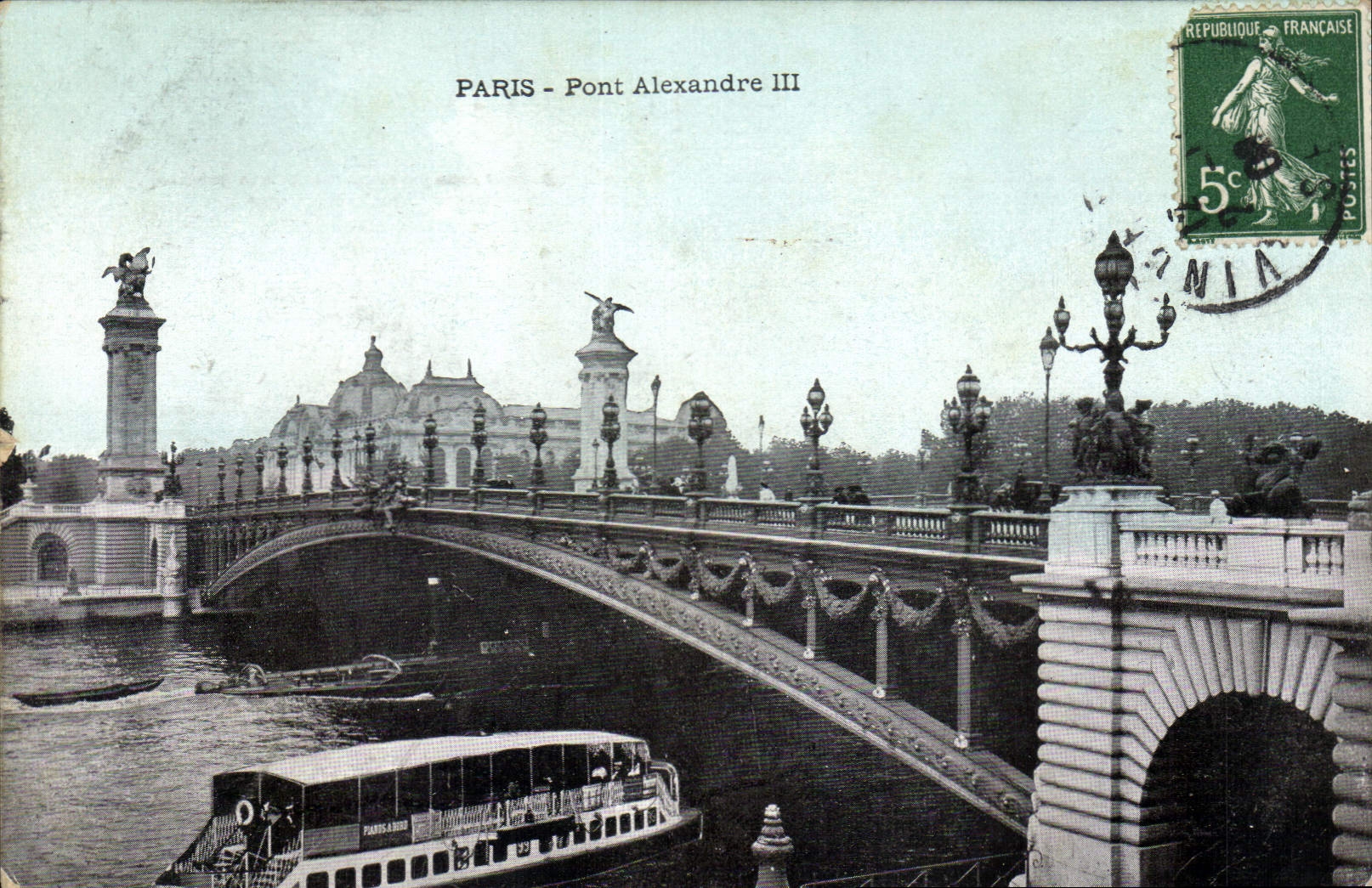 CPA Paris Pont Alexandre III Bateau Peniche