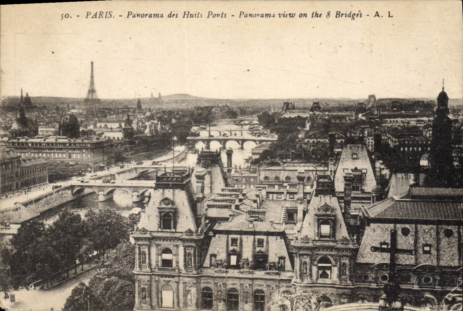 CPA Paris Panorama des Huits Ponts  Tour Eiffel