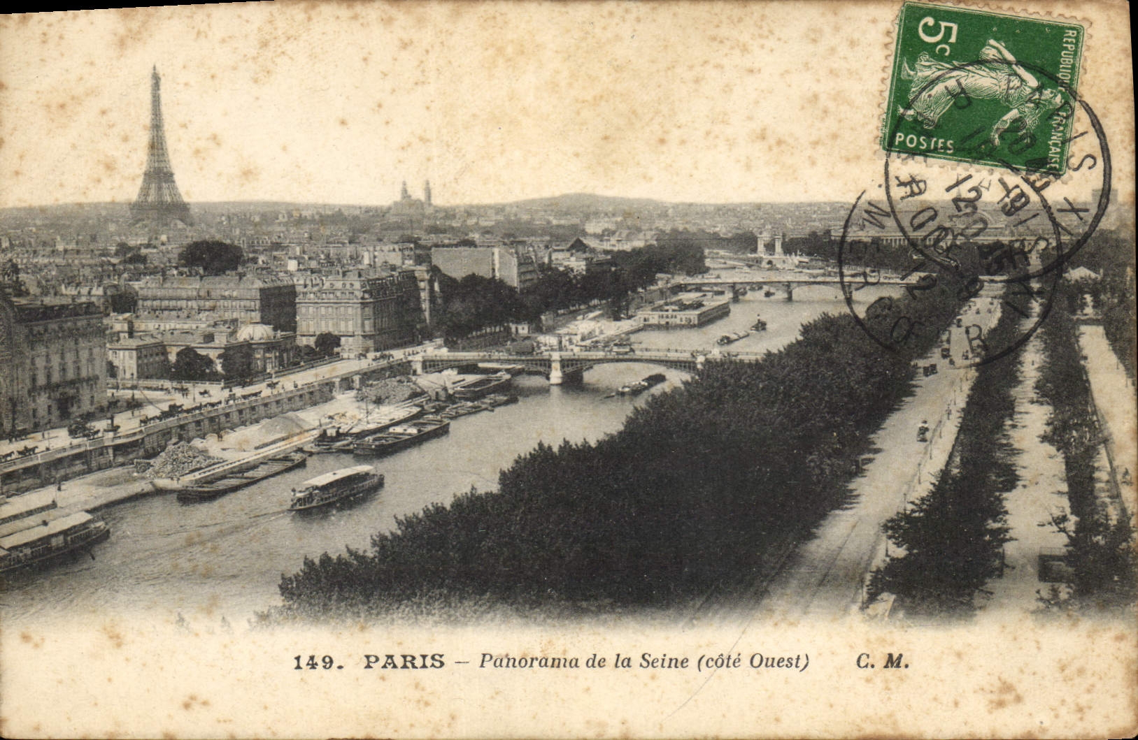 CPA Paris Panorama de la Seine cote Ouest Tour Eiffel