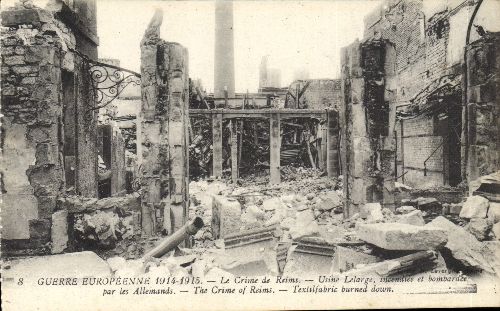 CPA Guerre Europeenne 1914 1915 Le Crime de Reims Usine Lelarge Militaria