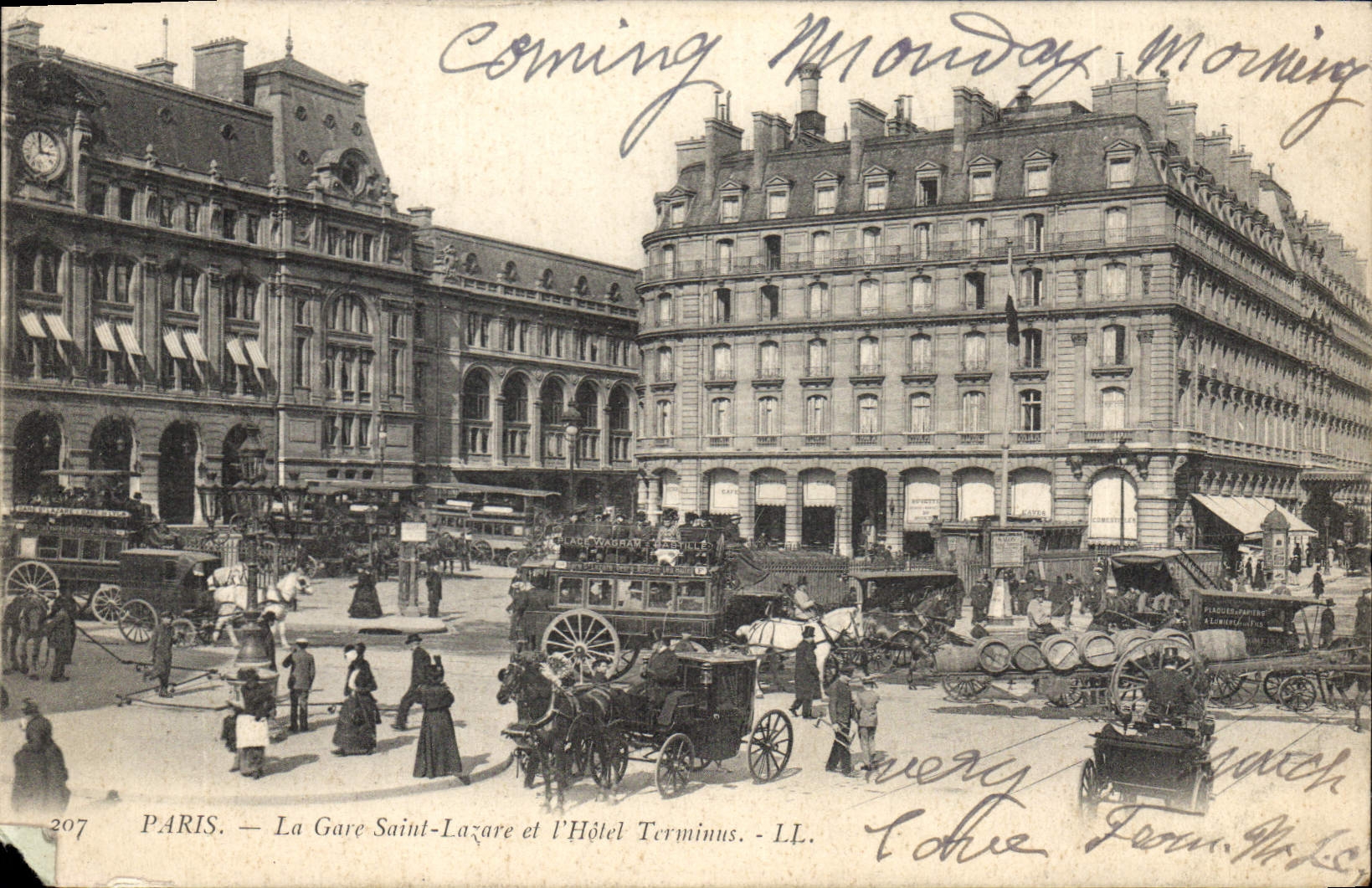 CPA Paris La Gare Saint Lazare et l'Hotel Terminus 