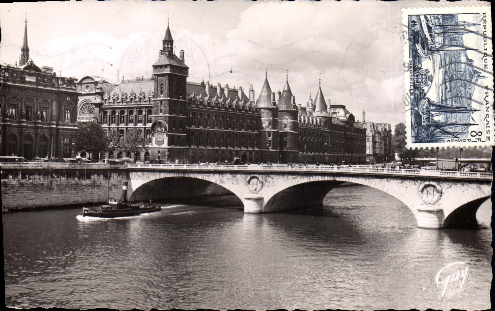 CPA Paris et ses Merveilles La Seine le pont au Change et le palais de Justice Conciergerie