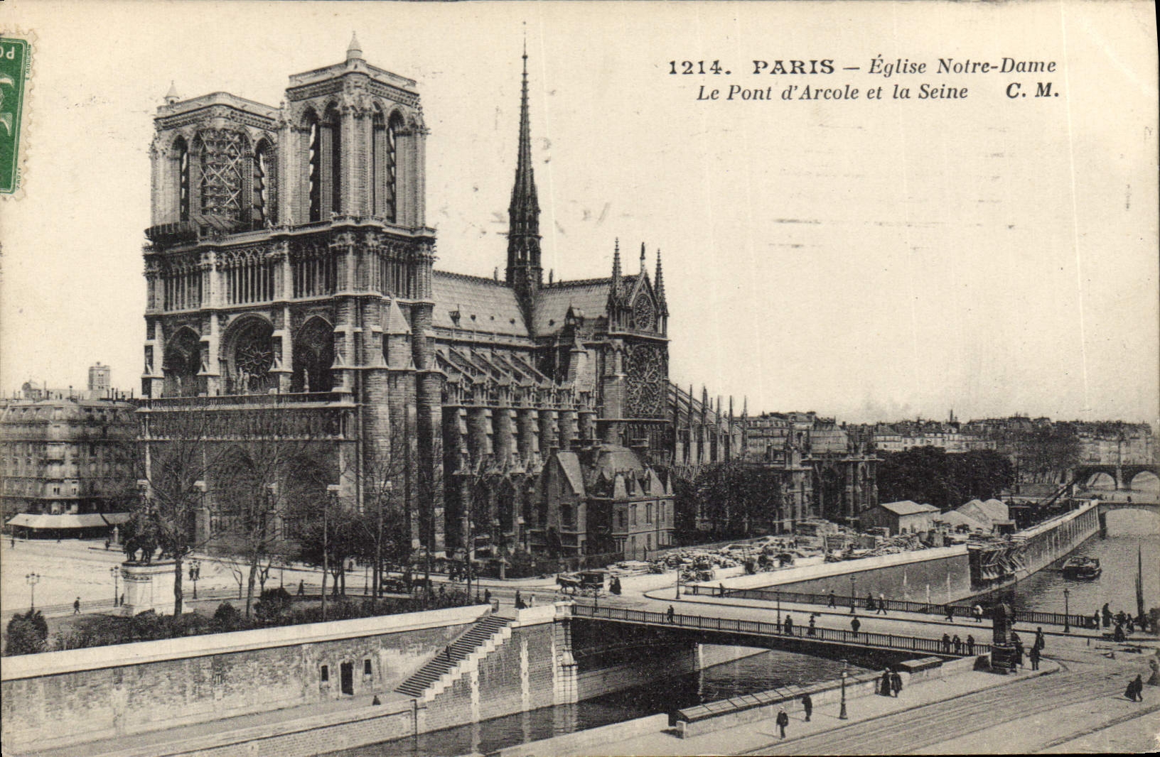 CPA Paris Eglise Notre Dame Le Pont d'Arcole et la Seine