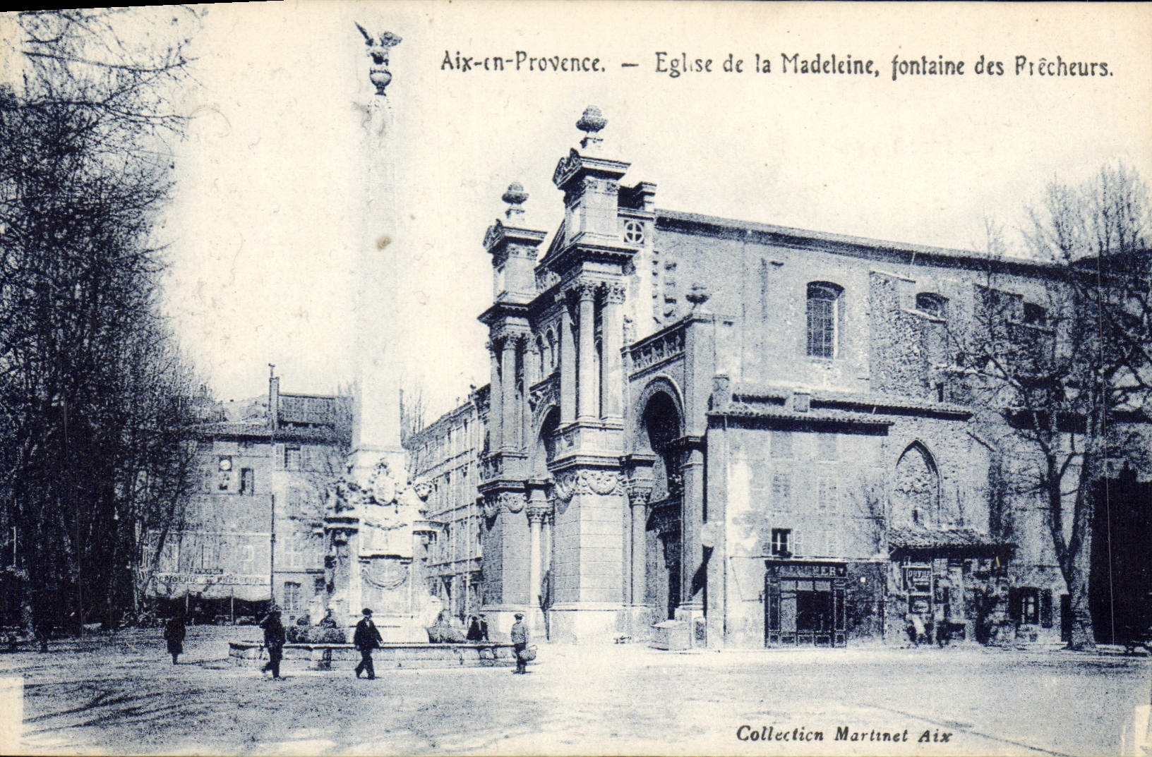 CPA Aix en Provence Eglise de la Madeleine fontaine des Precheurs 