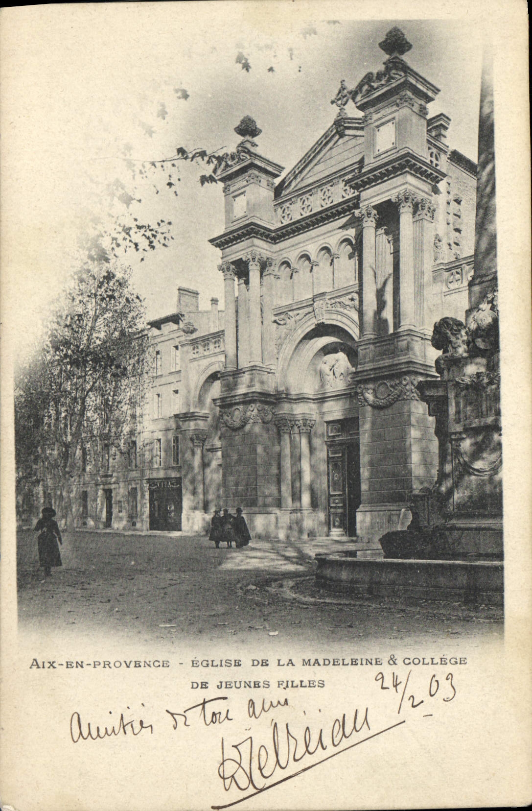 CPA Aix en Provence Eglise de la Madeleine & College de Jeunes Filles 