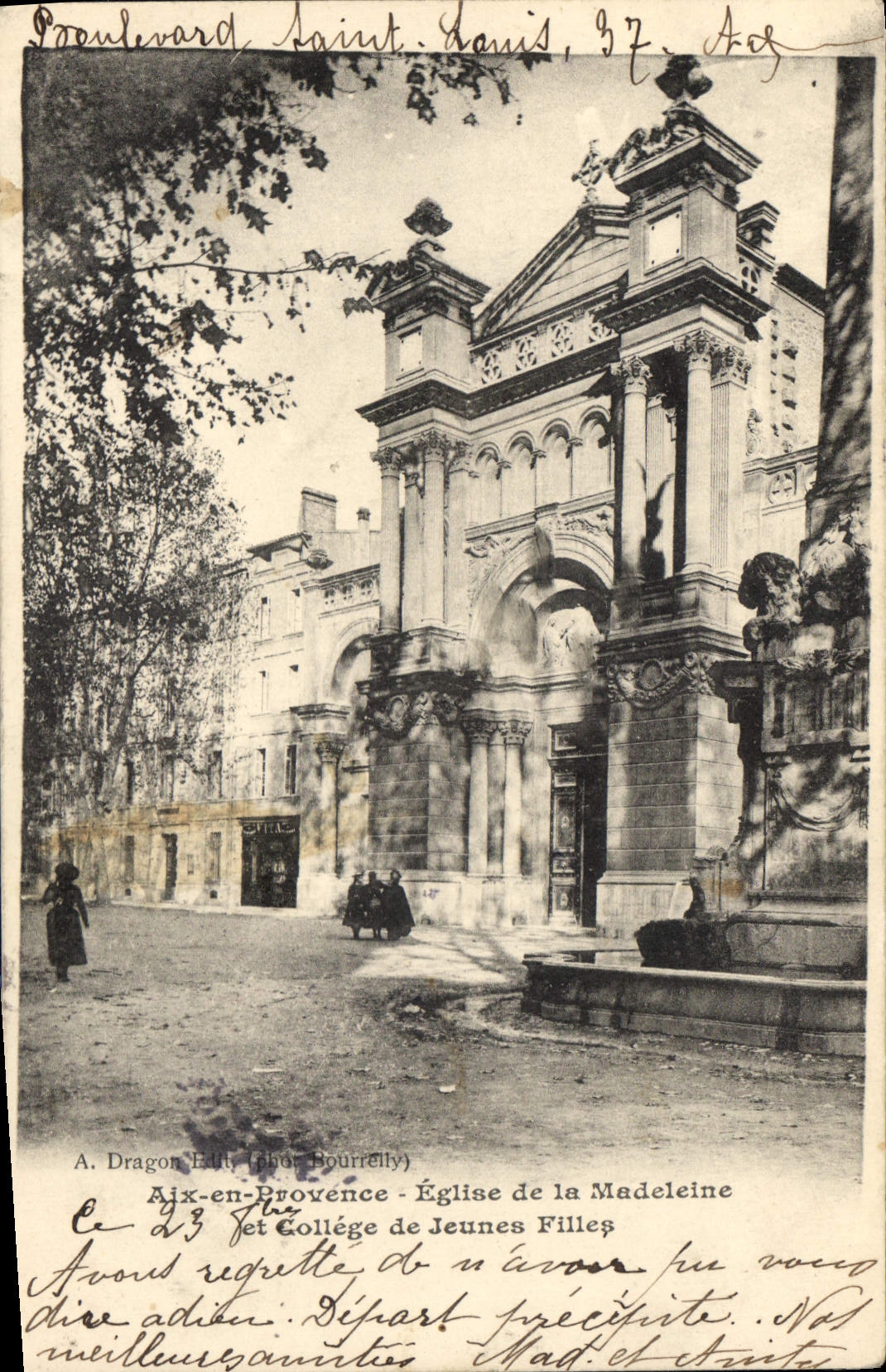 CPA Aix en Provence Eglise de la Madeleine et College de Jeunes Filles 