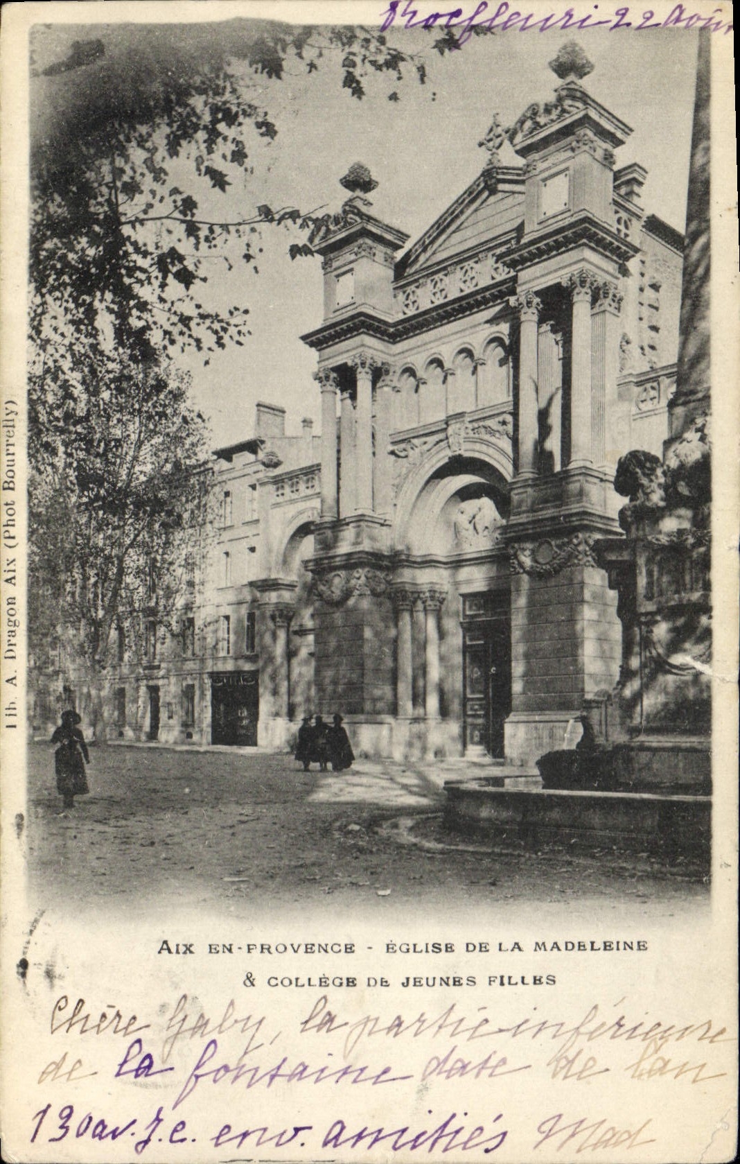CPA Aix en Provence Eglise de la Madeleine & College de Jeunes Filles 