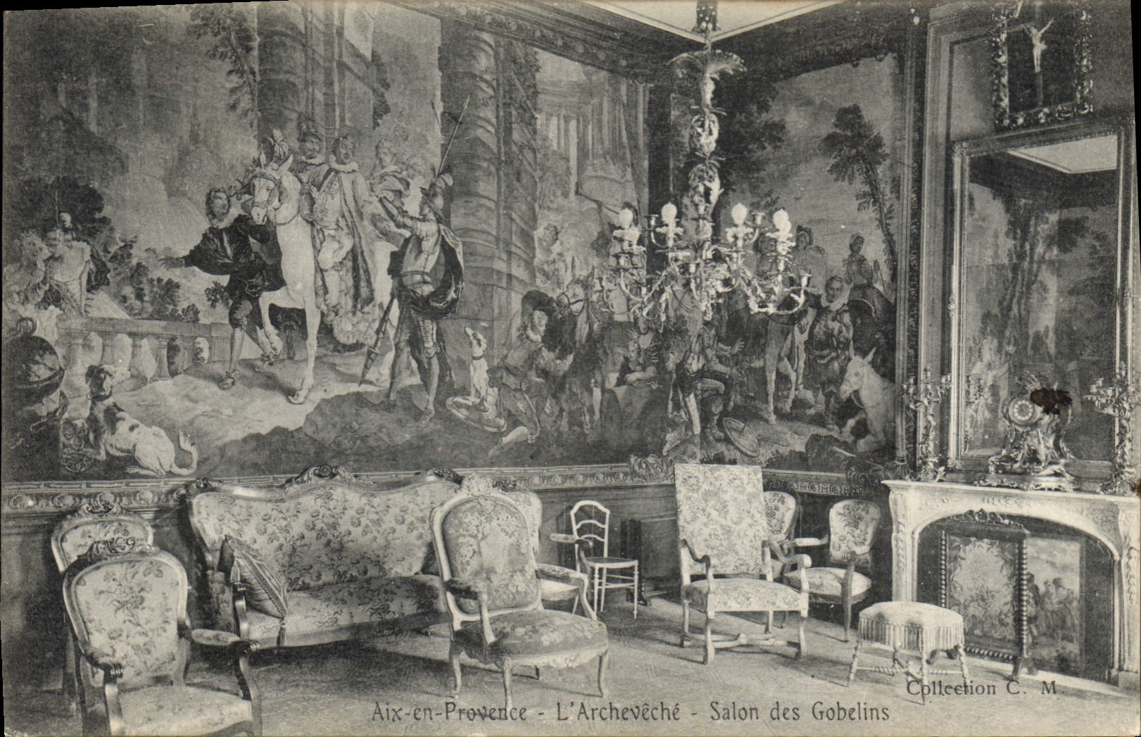 CPA Aix en Provence L'Archeveche Salon des Gobelins 