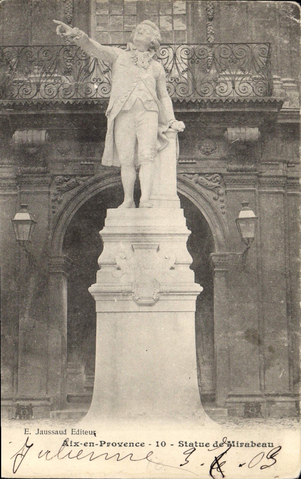 CPA Aix en Provence Statue de Mirabeau 