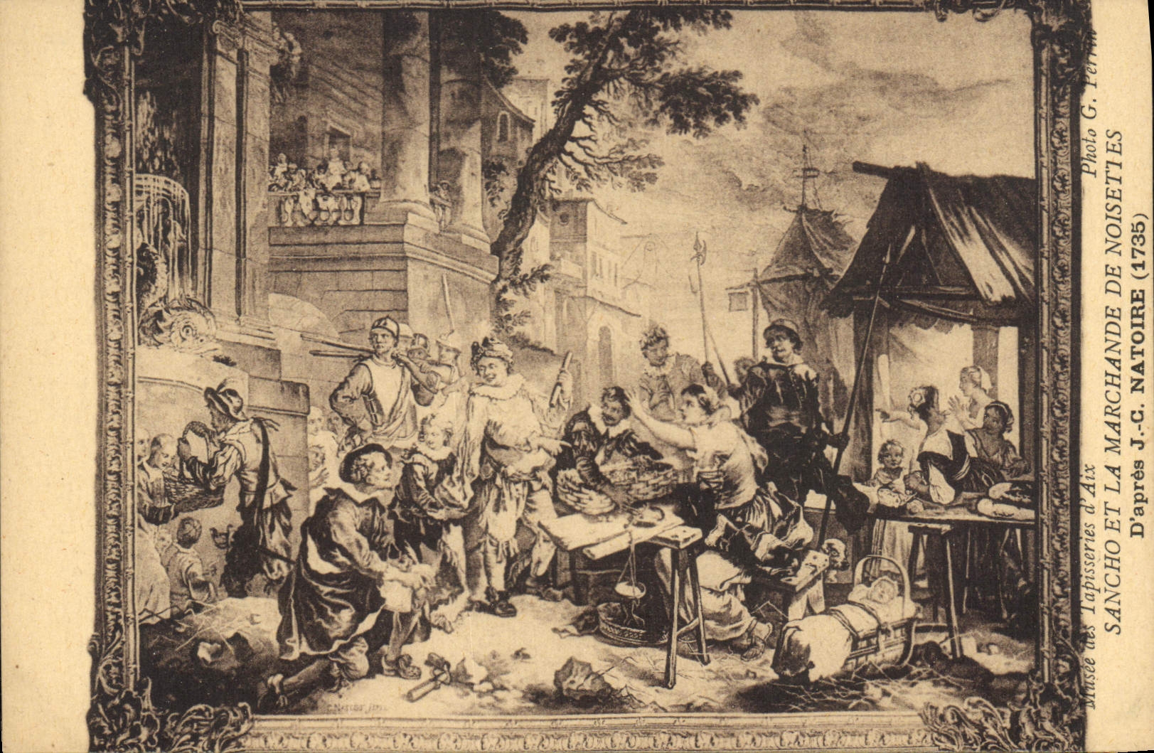 CPA Musee des Tapisseries d'Aix Sancho et la Marchande de Noisettes d'apres J C Natoire 1735 