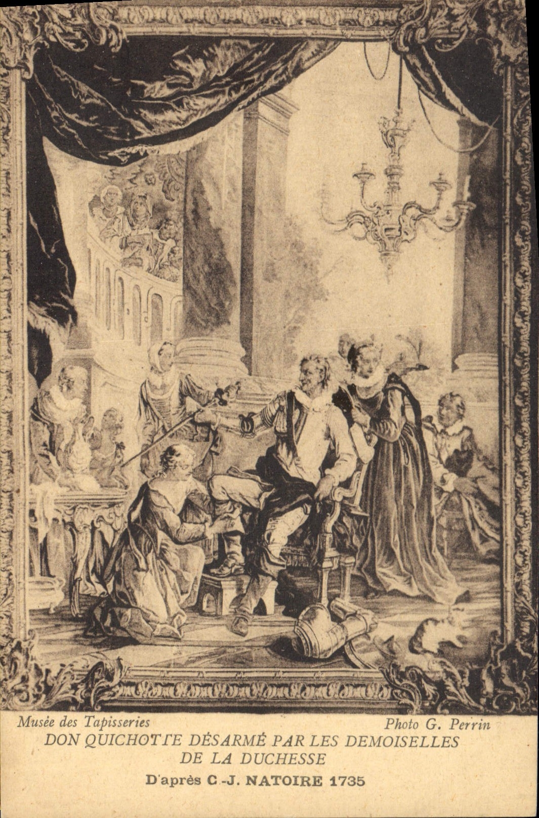 CPA Musee des Tapisseries d'Aix Don Quichotte Desarme par les Demoiselles de la Duchesse d'apres C J