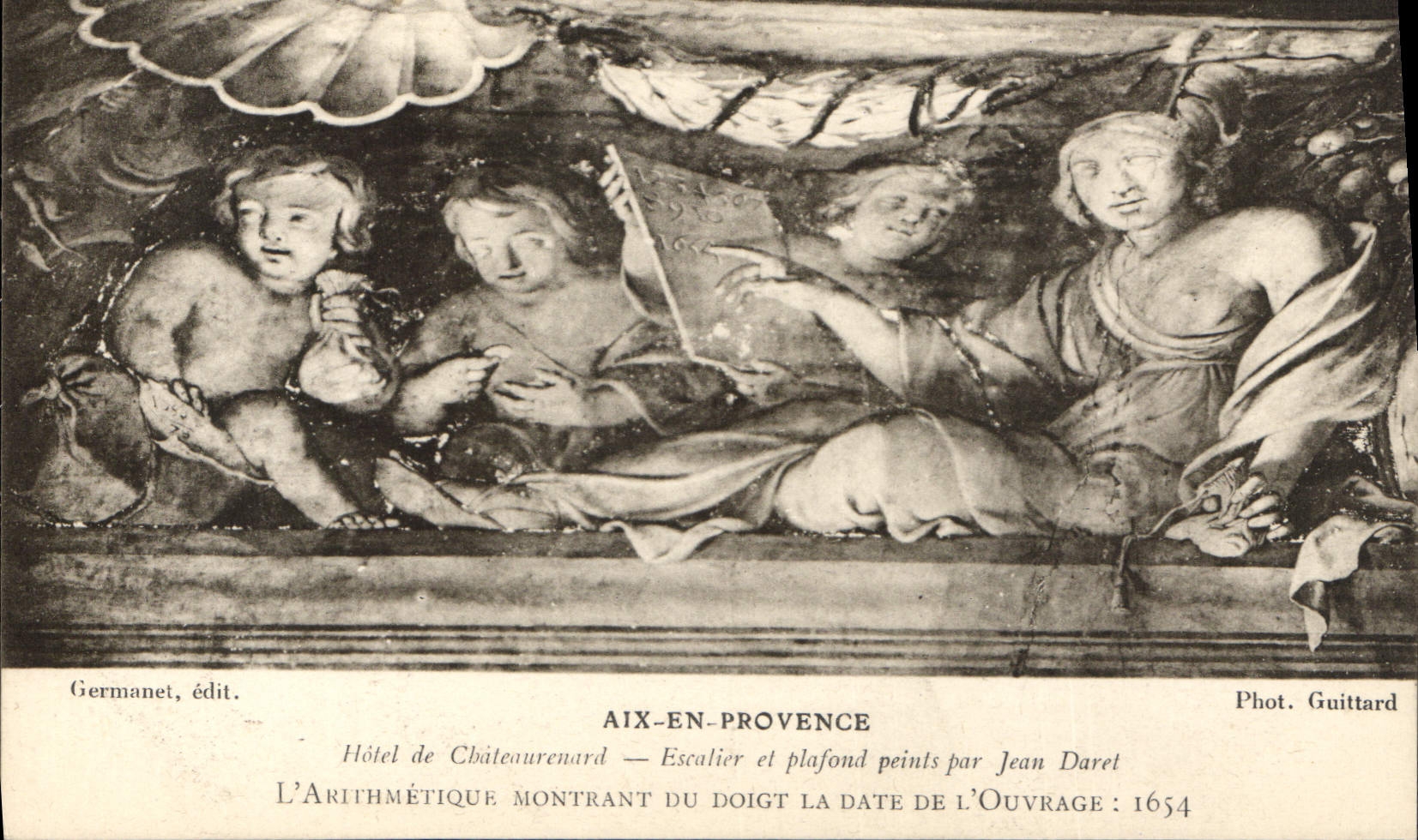 CPA Aix en Provence hotel de Chateaurenard Escalier et plafond peints par Jean Daret l'Arithmetique 