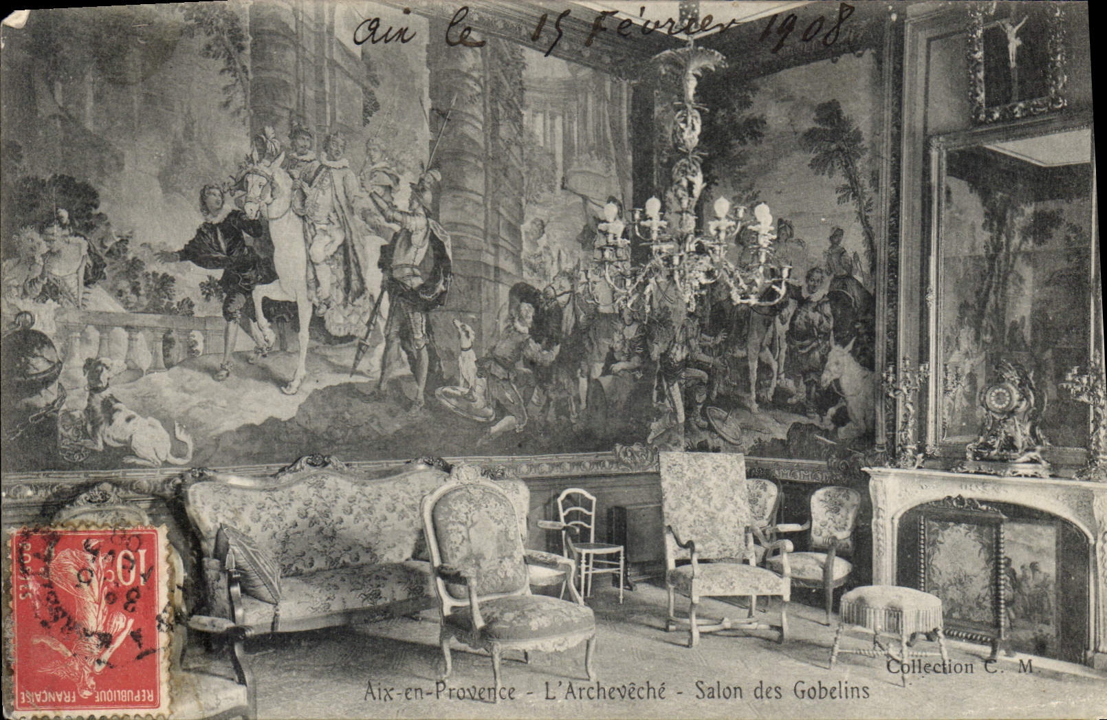 CPA Aix en Provence l'Archeveche Salon des Gobelins 