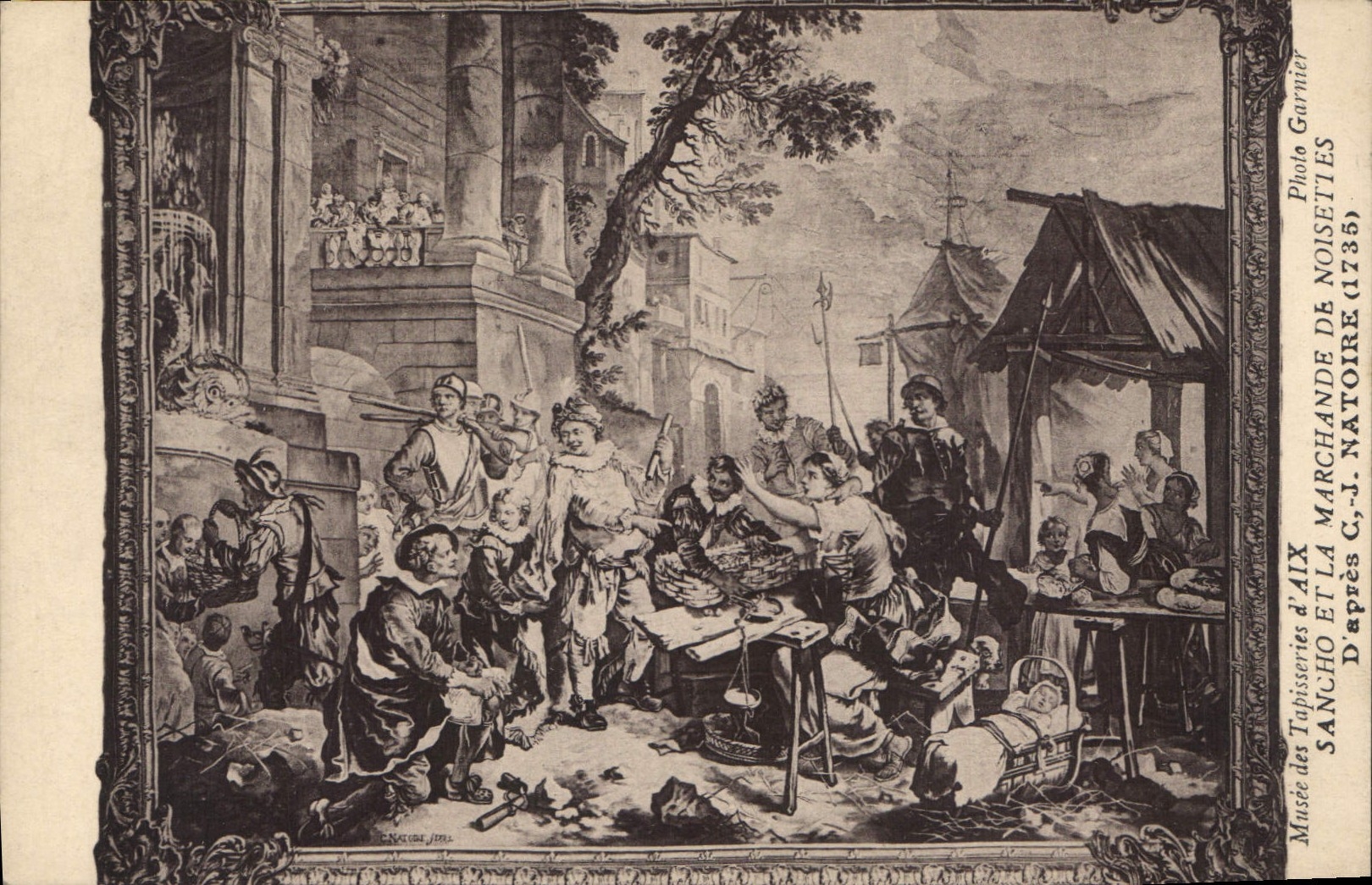 CPA Musee des Tapisseries d'Aix Sancho et la Marchande de Noisettes d'apres C J Natoire 1735 