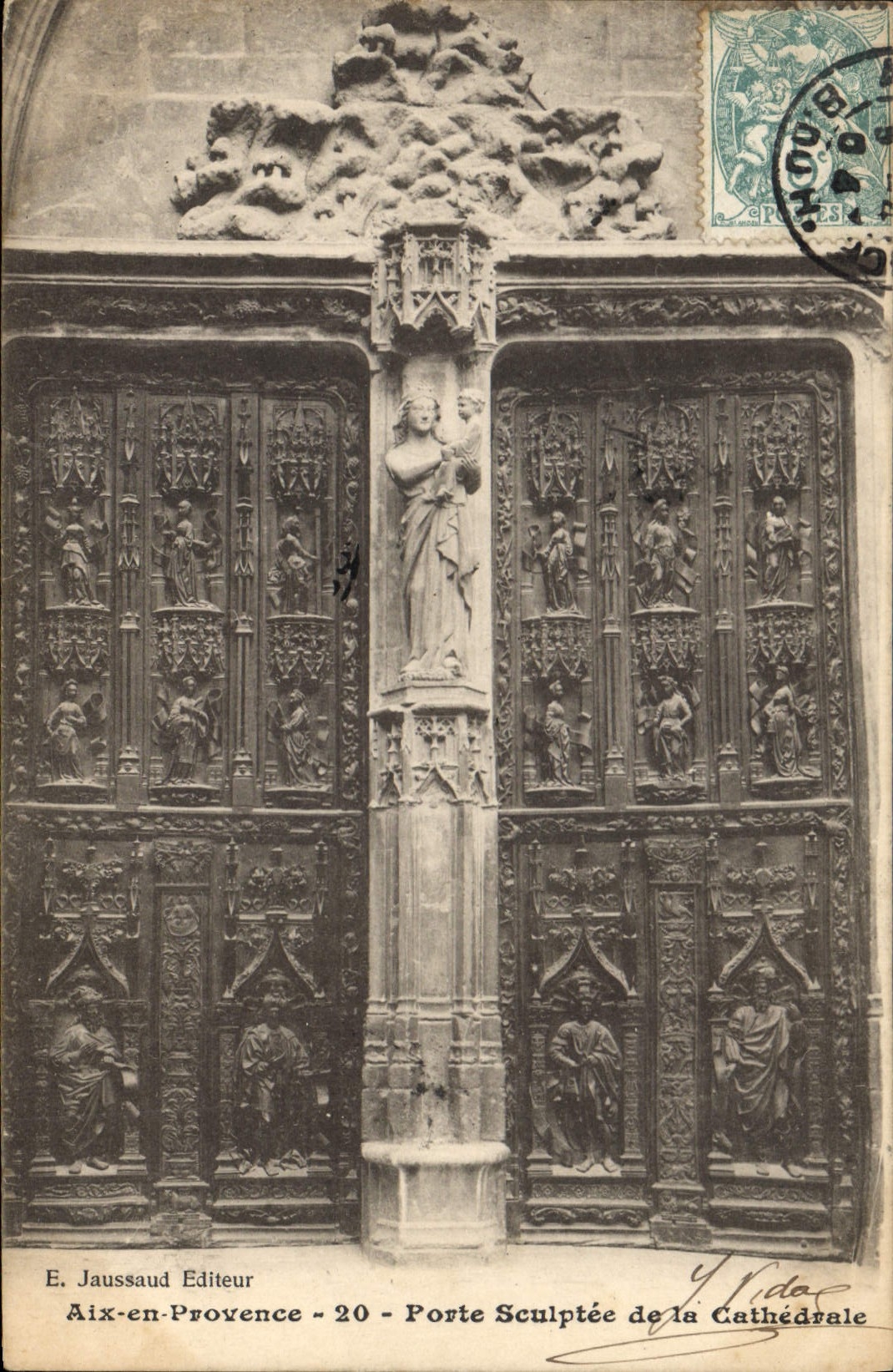 CPA Aix en Provence Porte Sculptee de la Cathedrale 