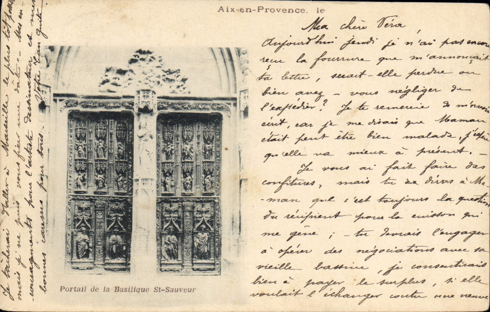 CPA Aix en Provence Portail de la Basilique St Sauveur Carte 1900