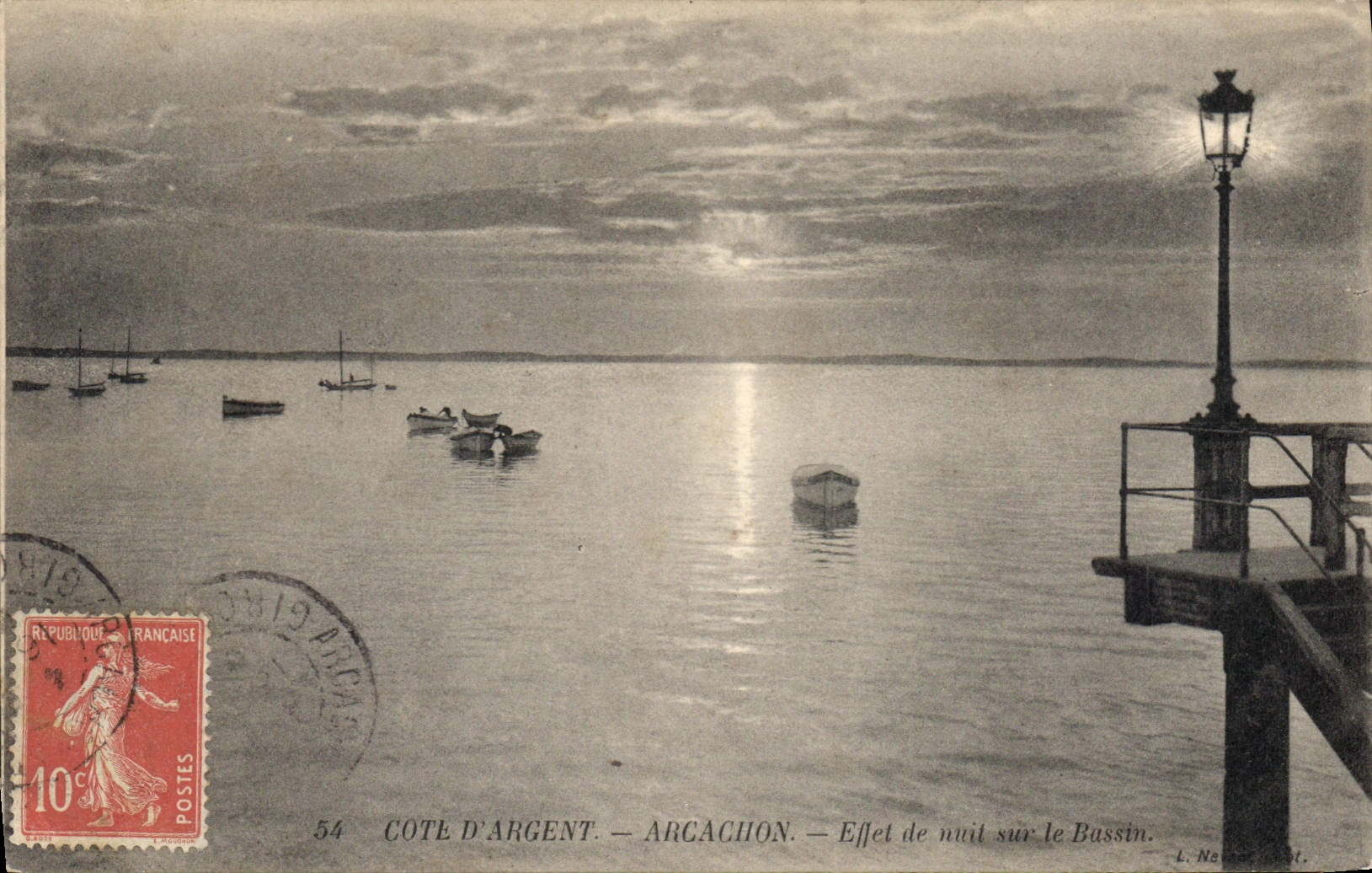 CPA Cote d'Argent Arcachon Effet de nuit sur le Bassin