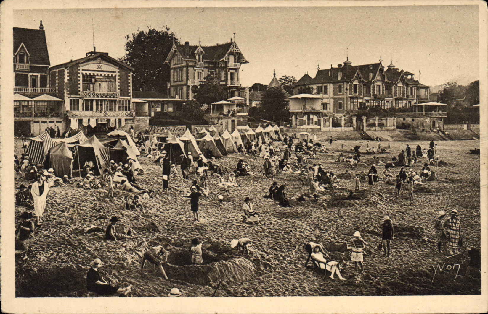 CPA Les Charmes dela Cote d'Argent Mer St Foret Arcachon la plage a l'heure du Bain