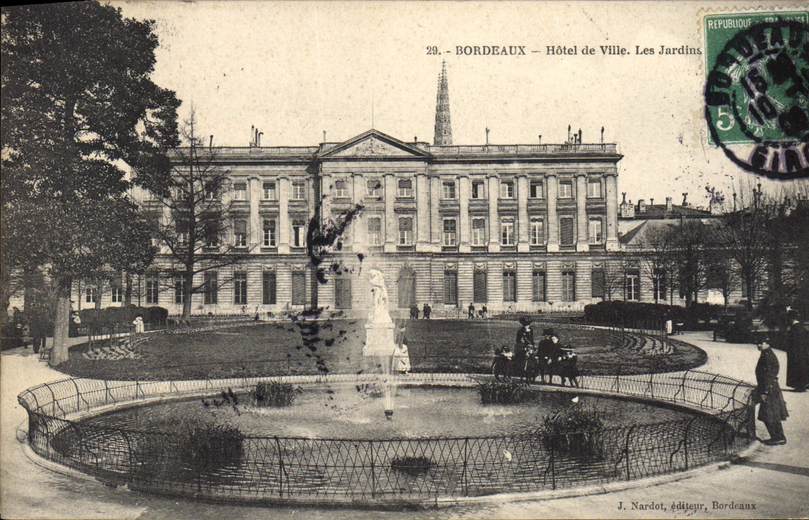 CPA Bordeaux hotel de ville les jardins 