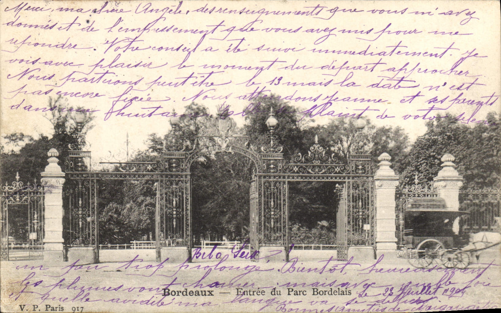 CPA Bordeaux entree du Parc Bordelais 