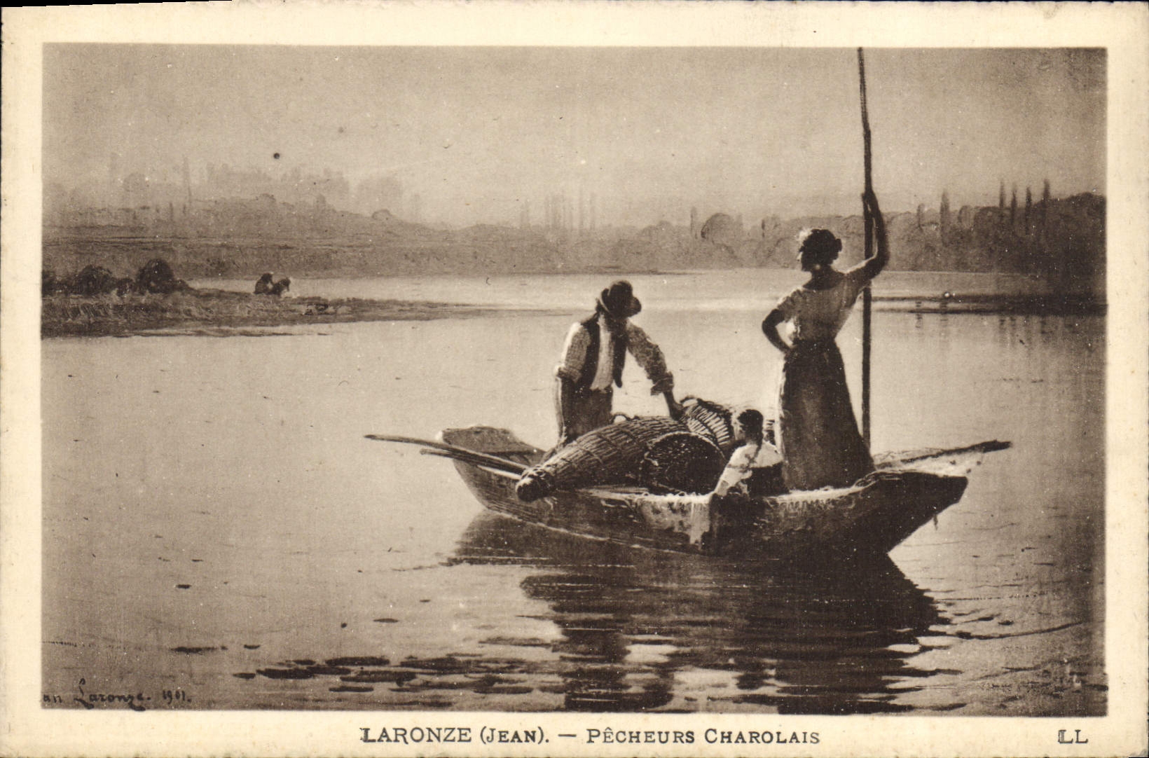 CPA Laronze Jean Pecheurs Charolais 