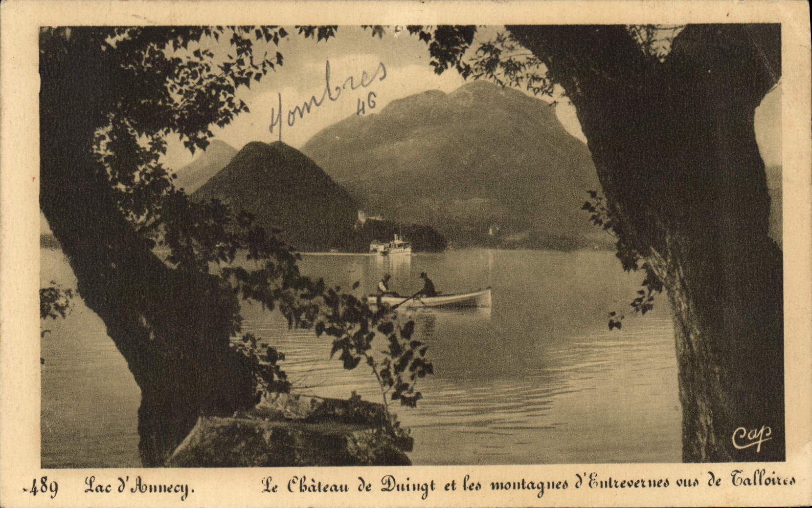CPA Lac d'Annecy Le Chateau de Duingt et les montagnes vus de Talloires