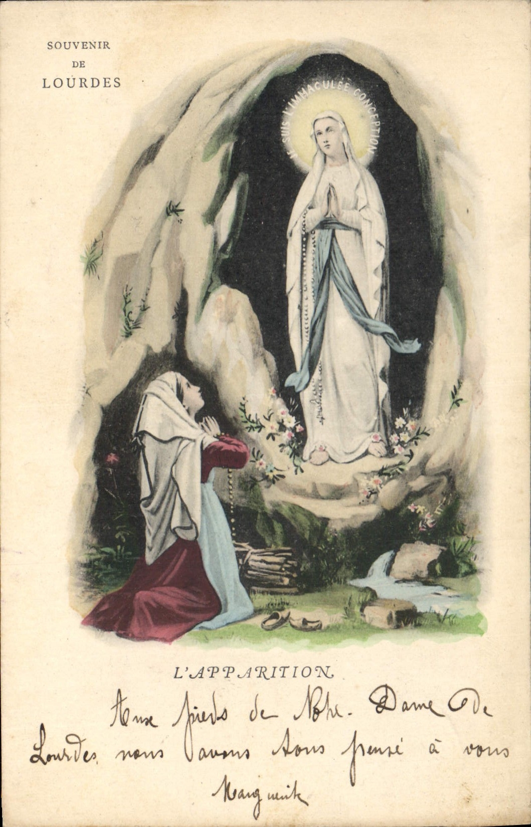 CPA Souvenir de Lourdes l'Apparition 