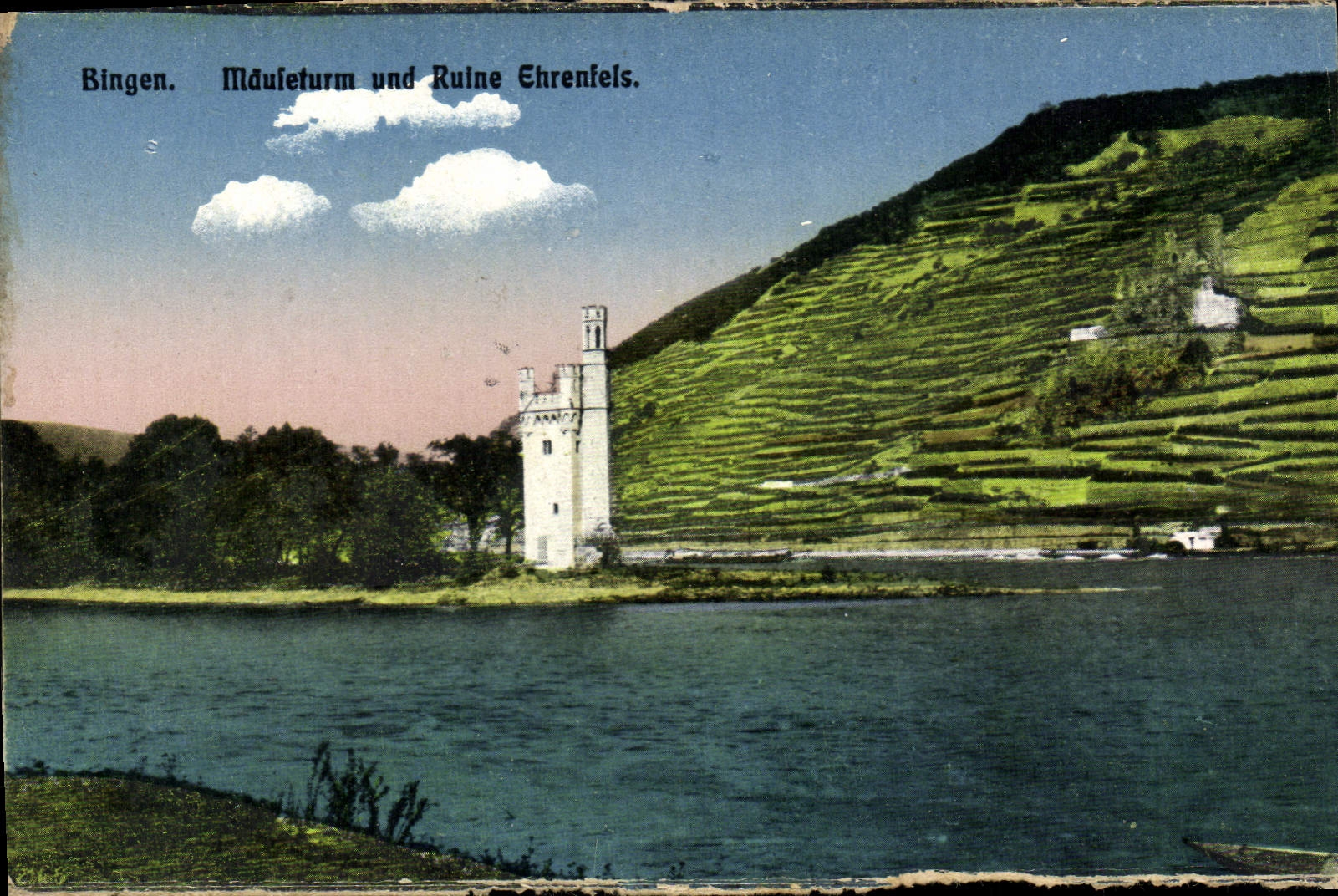CPA Bingen Mouleturm und Ruine Ehrenfels 