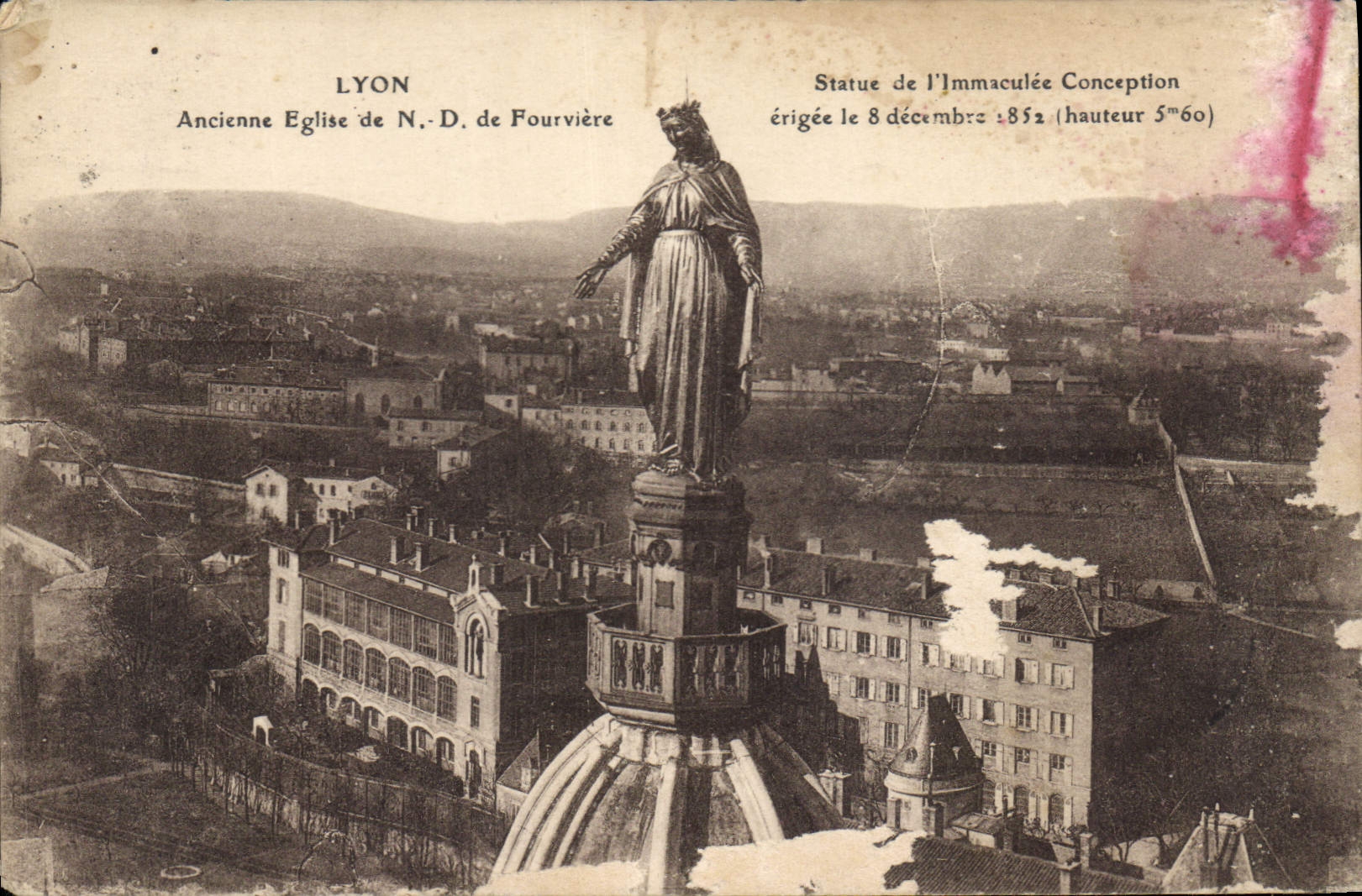 CPA Lyon Ancienne Eglise de N D de Fourviere Statue de l'Immaculee Conception 