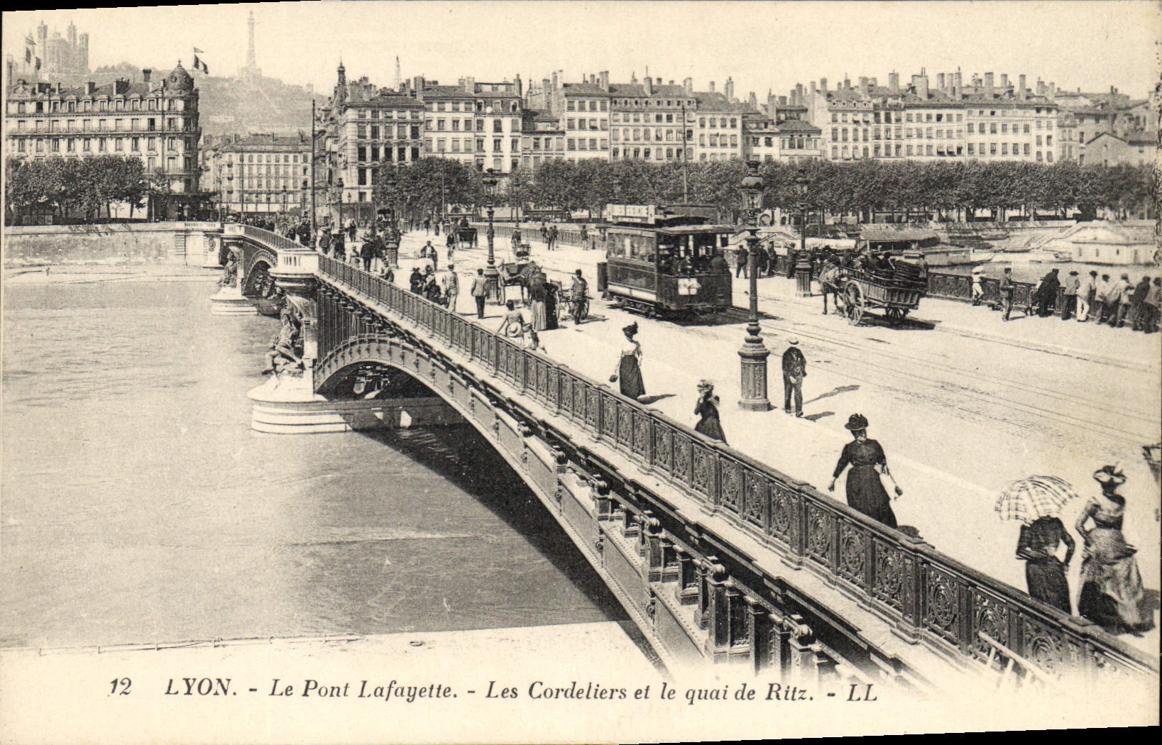 CPA Lyon Le Pont Lafayette Tramway