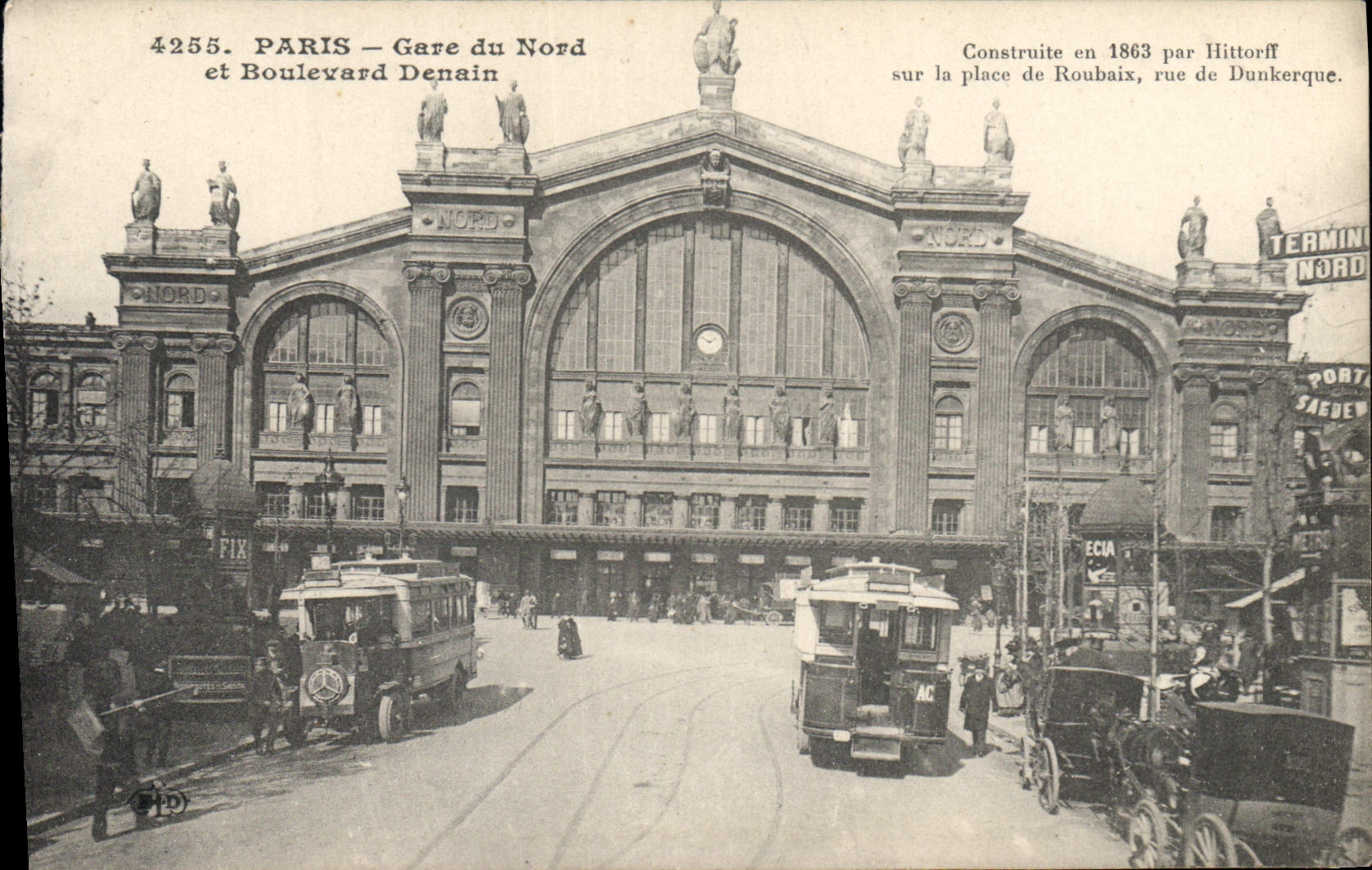 CPA Paris Gare du Nord et Boulevard Denain Tramway